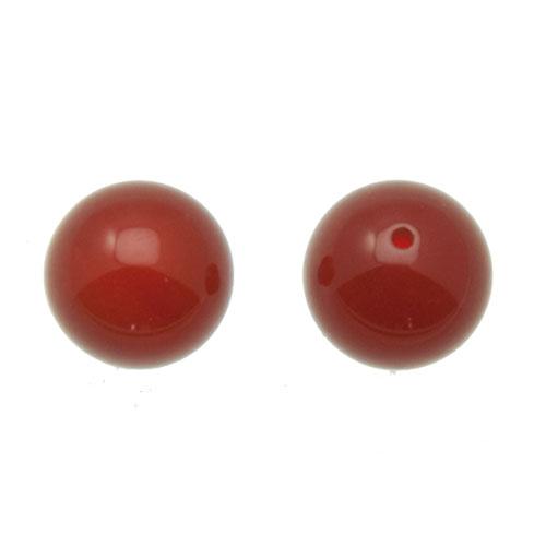 red agate half-drilled smooth round 10mm | 2pc