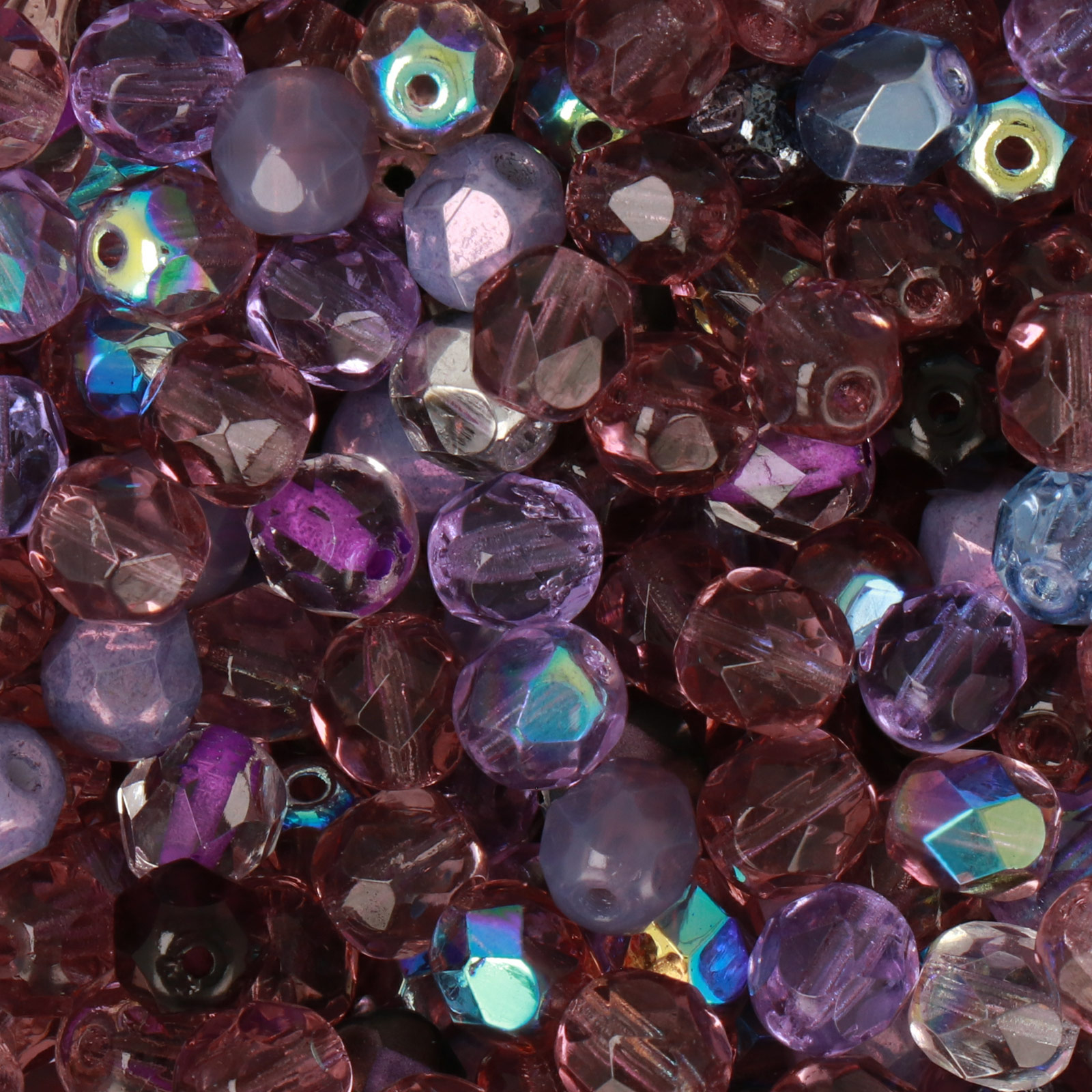 czech fire-polished round beads purple mix 6mm | 50pc