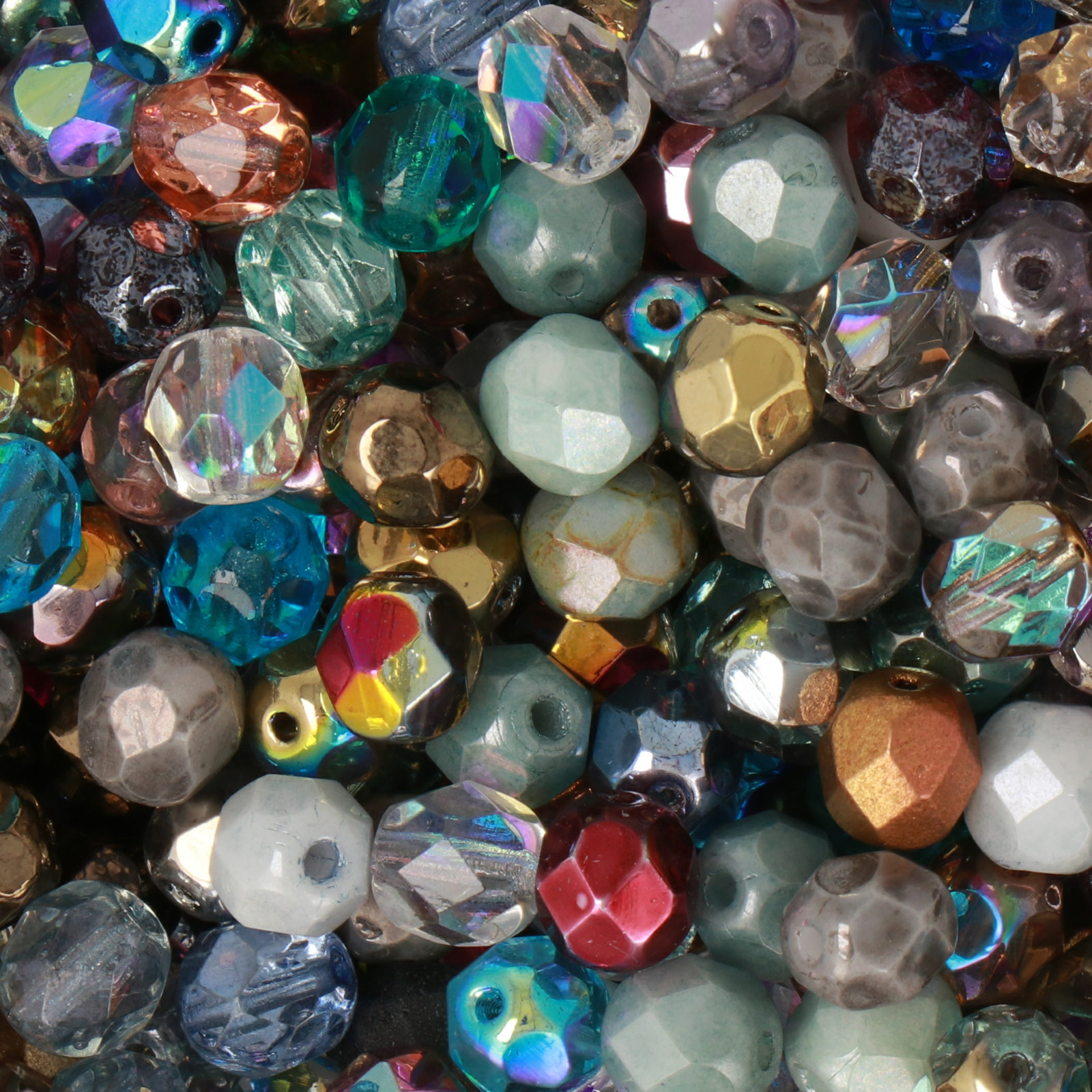 czech fire-polished round beads coating mix 6mm | 50pc