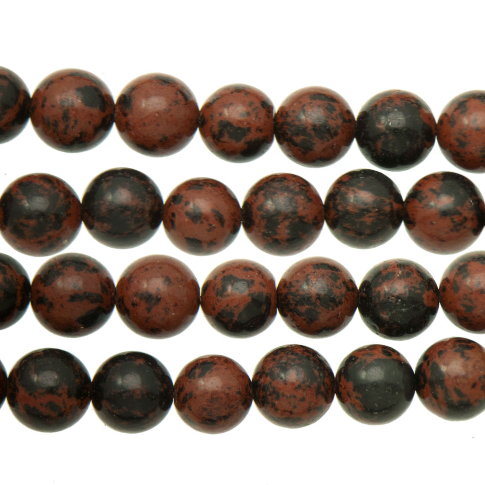 mahogany obsidian smooth round 10mm | 16-inch strand