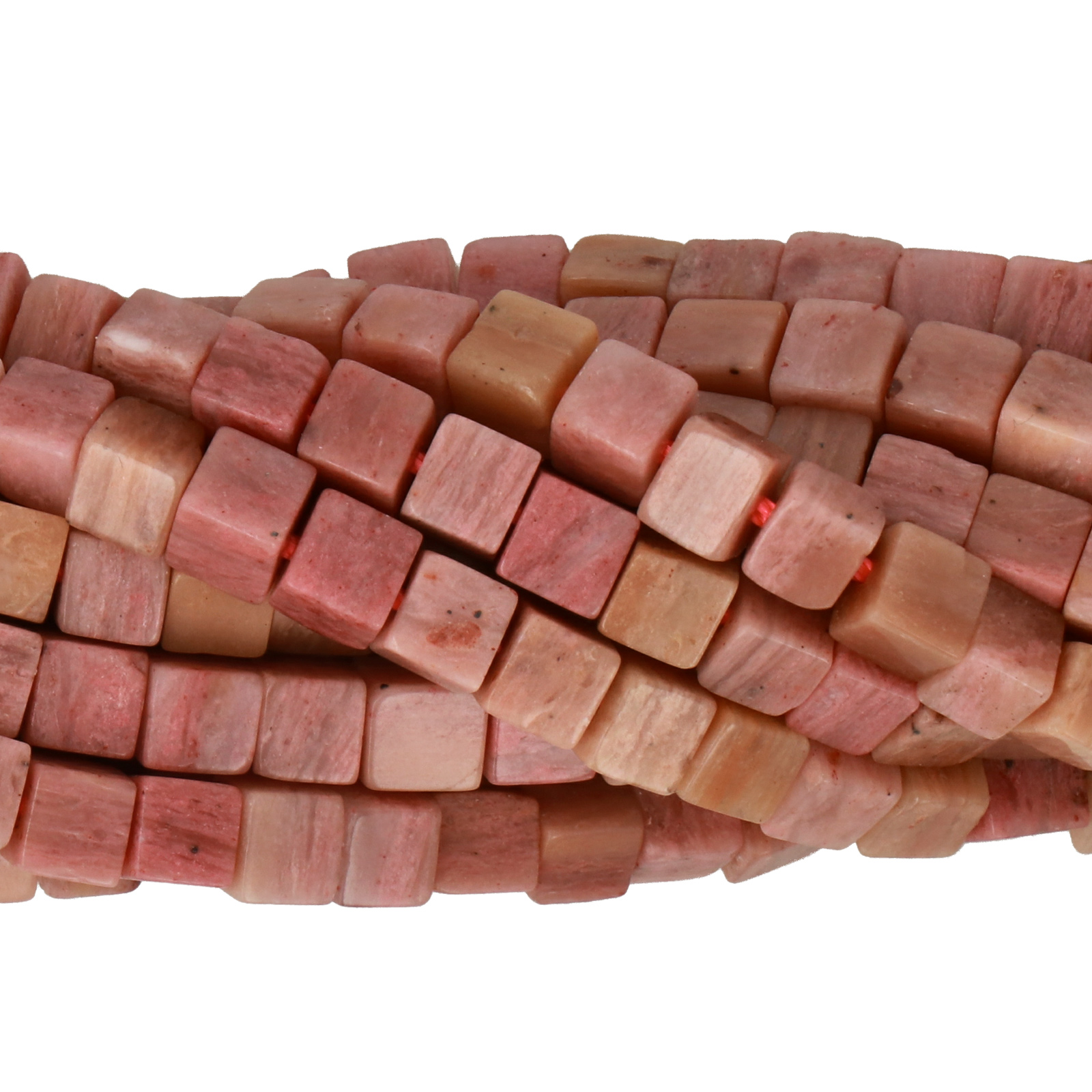 rhodonite smooth cube 4mm | 15/16-inch strand