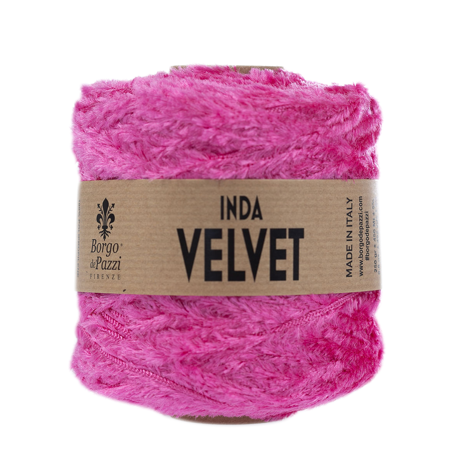 borgo de' pazzi inda velvet - fuchsia (19) - 250gr (450mt) | 1pc