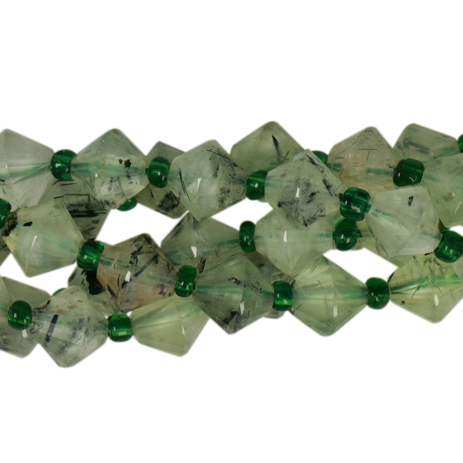 prehnite faceted bicone 8mm | 15/16-inch strand