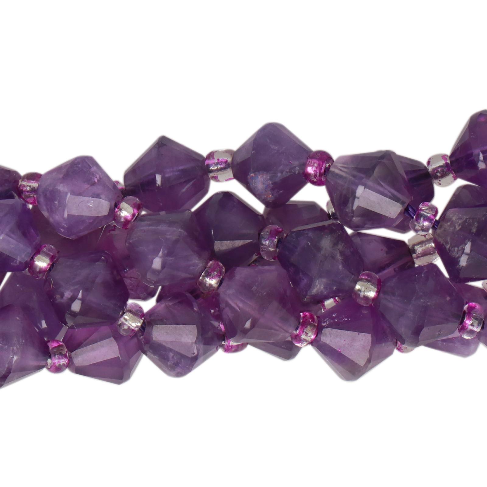 amethyst faceted bicone 8mm | 15/16-inch strand