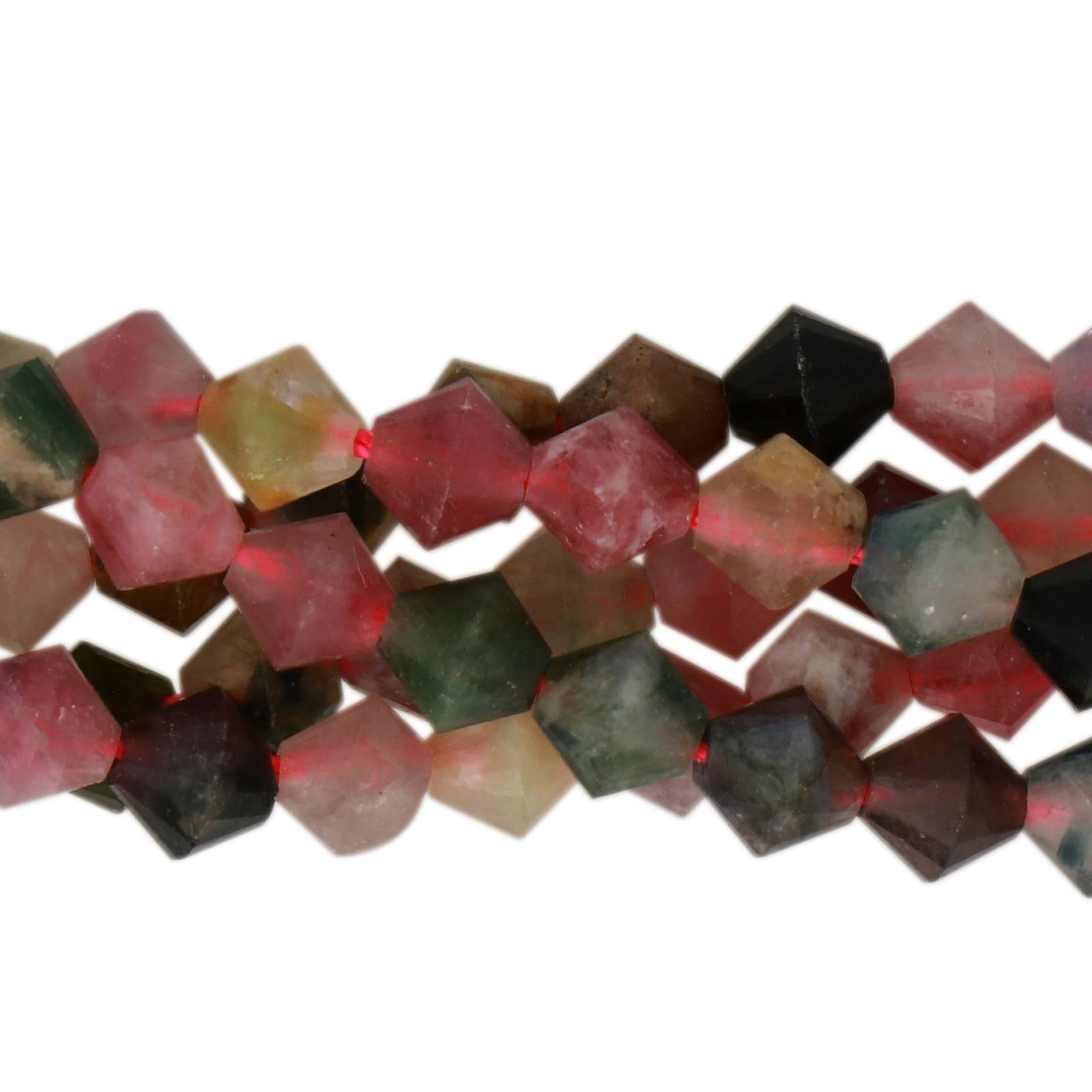multicolor tourmaline faceted bicone 6mm | 15/16-inch strand