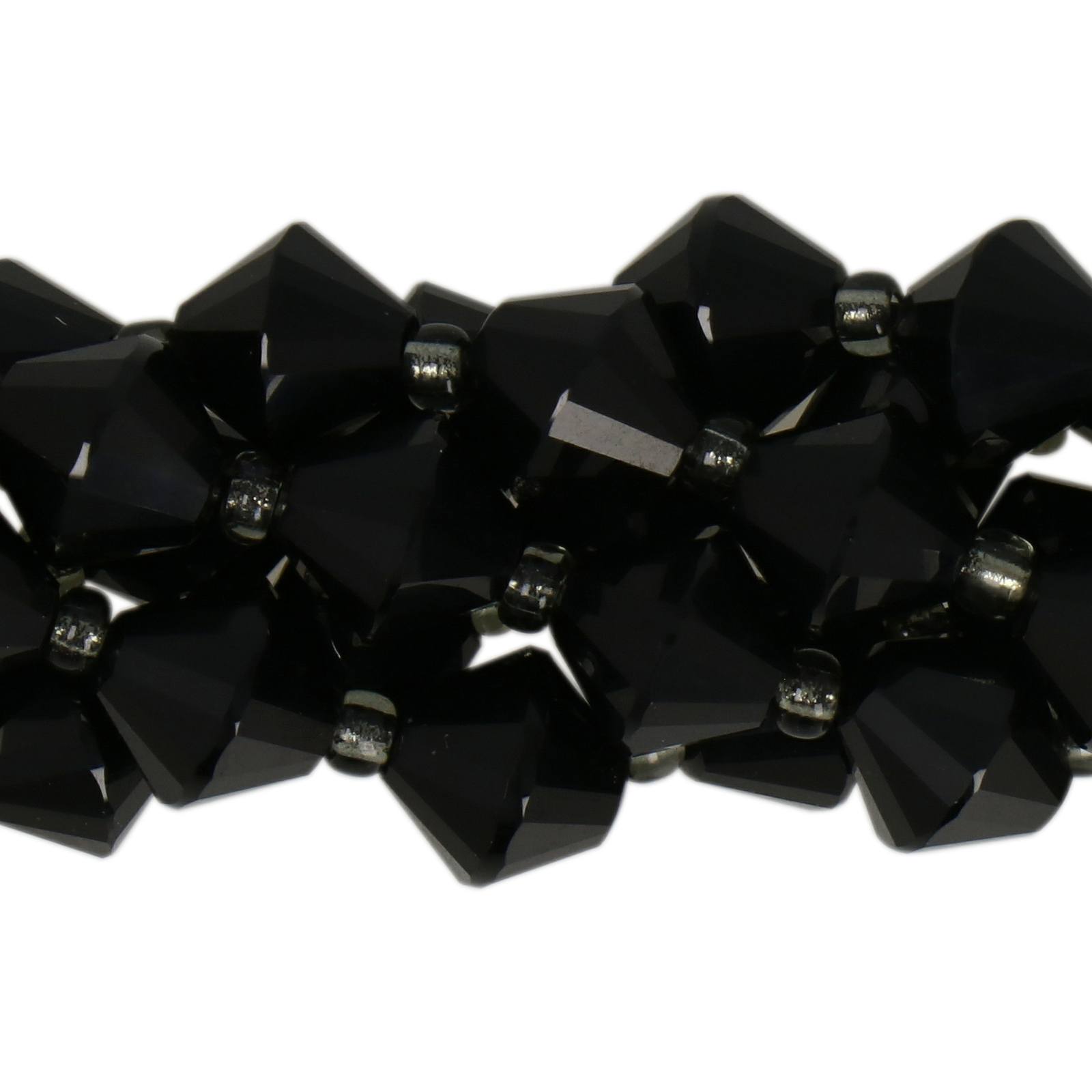 schwarzer onix facettierte doppelkegel 8mm | strang 38/40cm