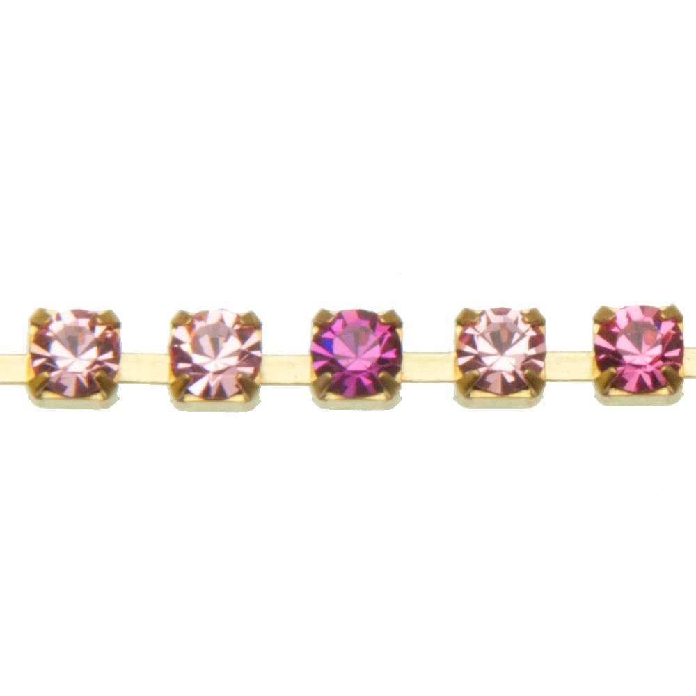 multicolor rose preciosa strass chain pp24 (3mm) | 20cm