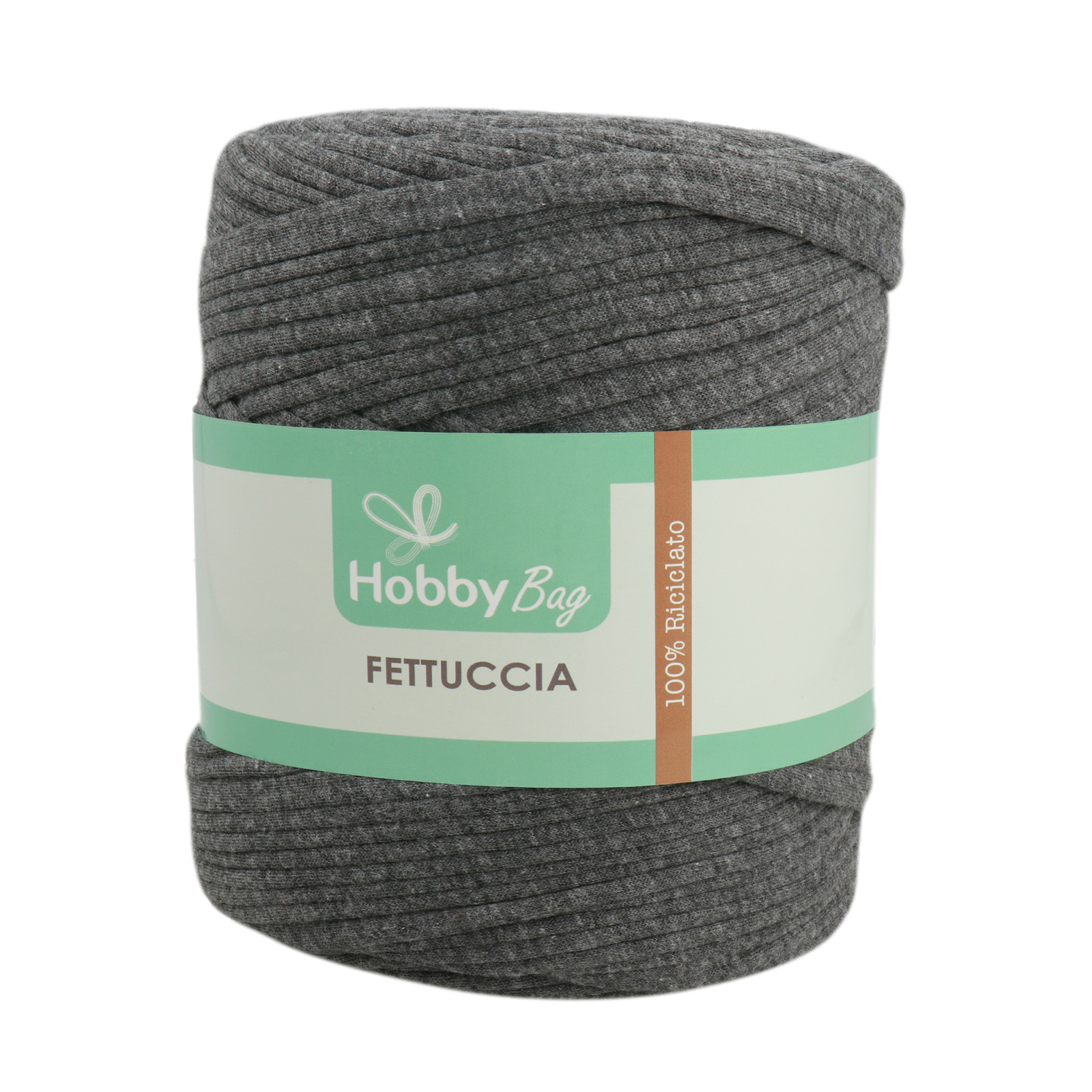 hobbybag t-shirt yarn fettuccia - dunkek grau melange - 500-800gr (110-130mt) | 1st