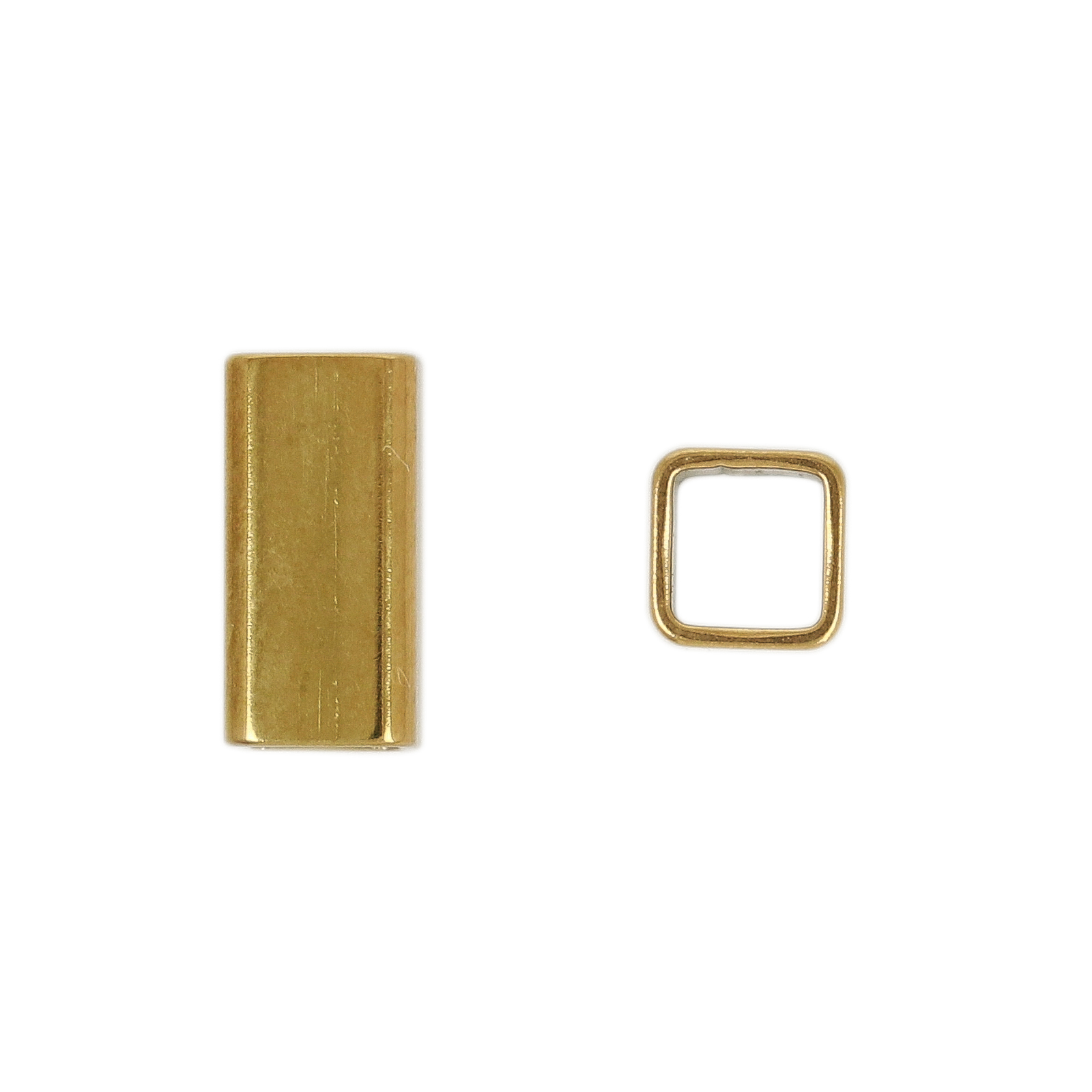 gold plated stainless steel square tube bead 10x5mm - hole 3,5mm | 2pc