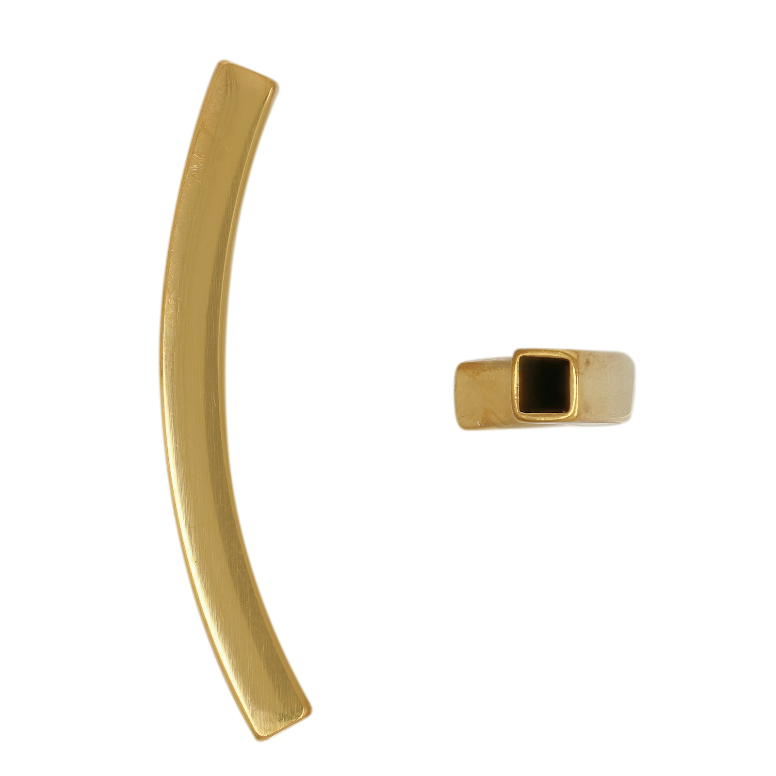 gold plated stainless steel square tube bead 40x4mm - hole 2,8mm | 2pc