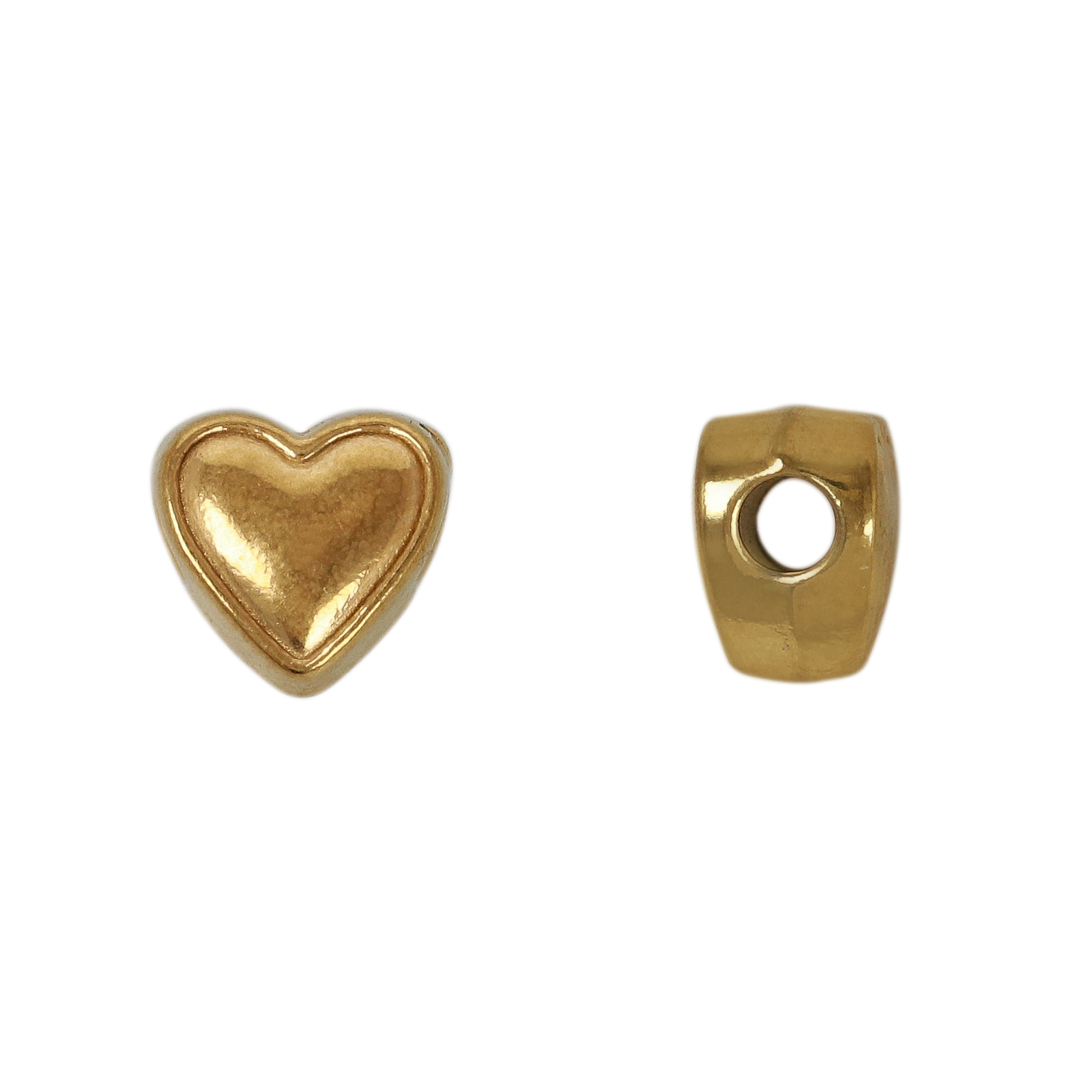 gold plated stainless steel heart bead 8mm - hole 2,5mm | 2pc