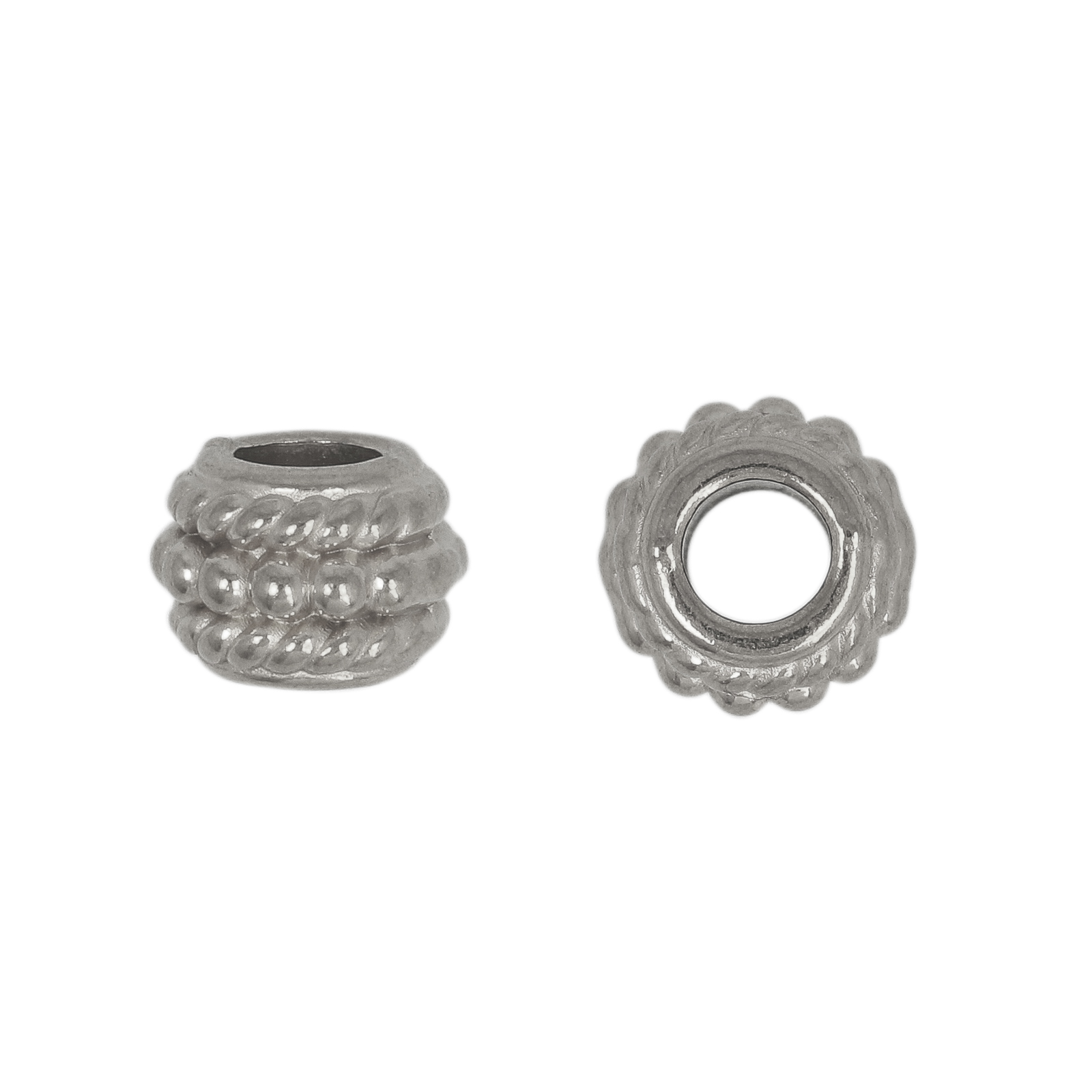 stainless steel roundelle bead 8,5x6,5mm - hole 4mm | 2pc
