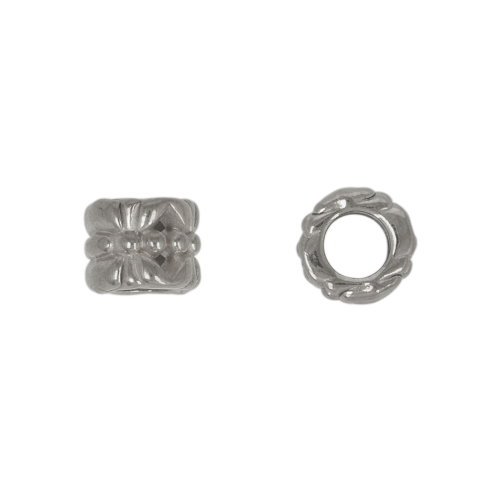 stainless steel roundelle bead 7x5,5mm - hole 4mm | 2pc