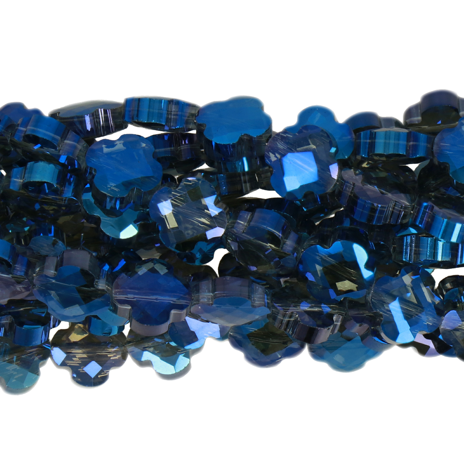 crystal metallic blue iris chinese crystal faceted clover 8mm | 30pc