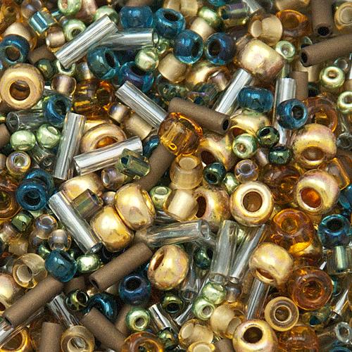 rocailles toho beads mix - raiden gold green/blue (3220) | 10gr
