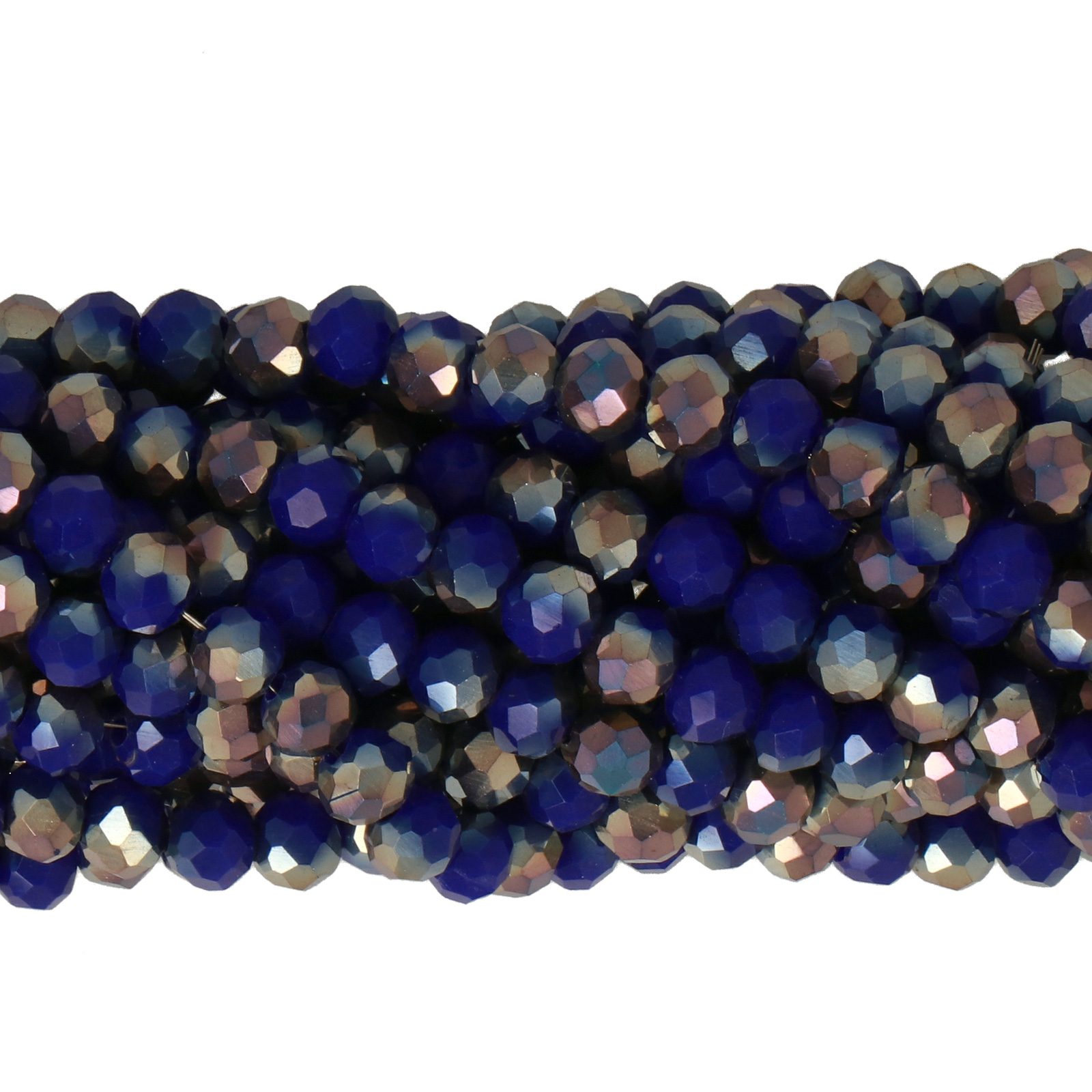 opaque cobalt metal pyrite chinese crystal faceted roundelle 4x3mm | 1 strand