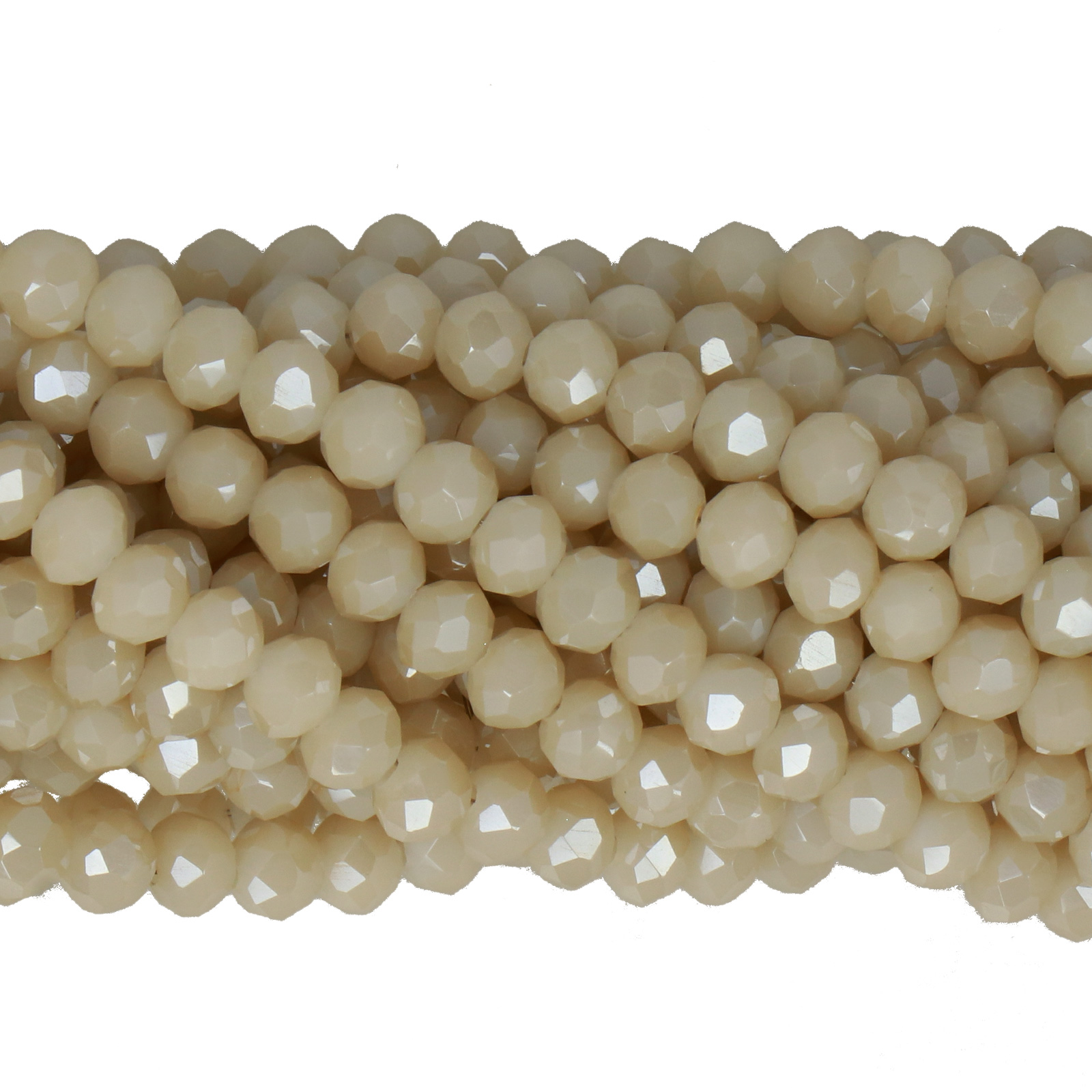 opaque off white luster chinese crystal faceted roundelle 4x3mm | 1 strand