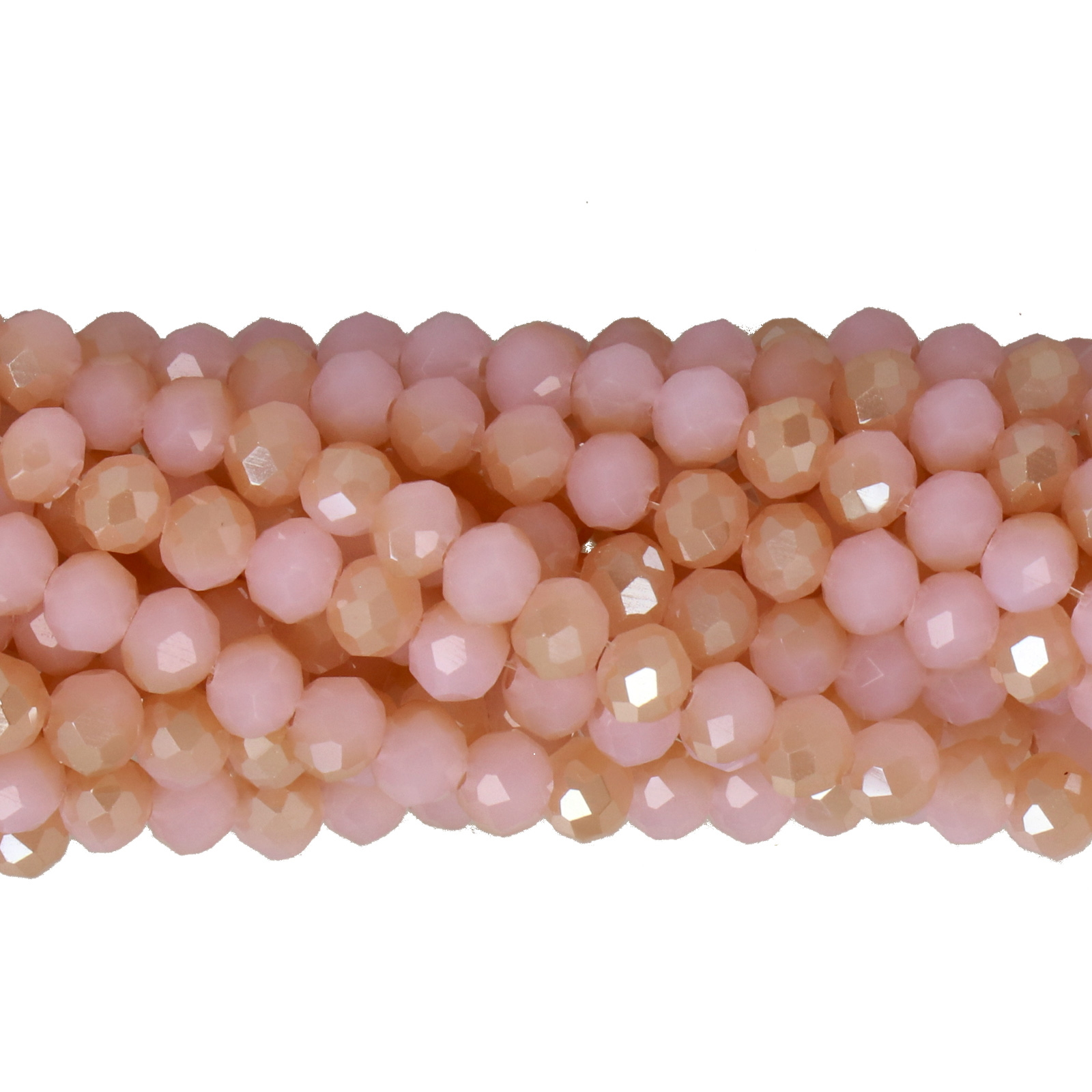 opal baby pink luster peach chinese crystal faceted roundelle 4x3mm | 1 strand