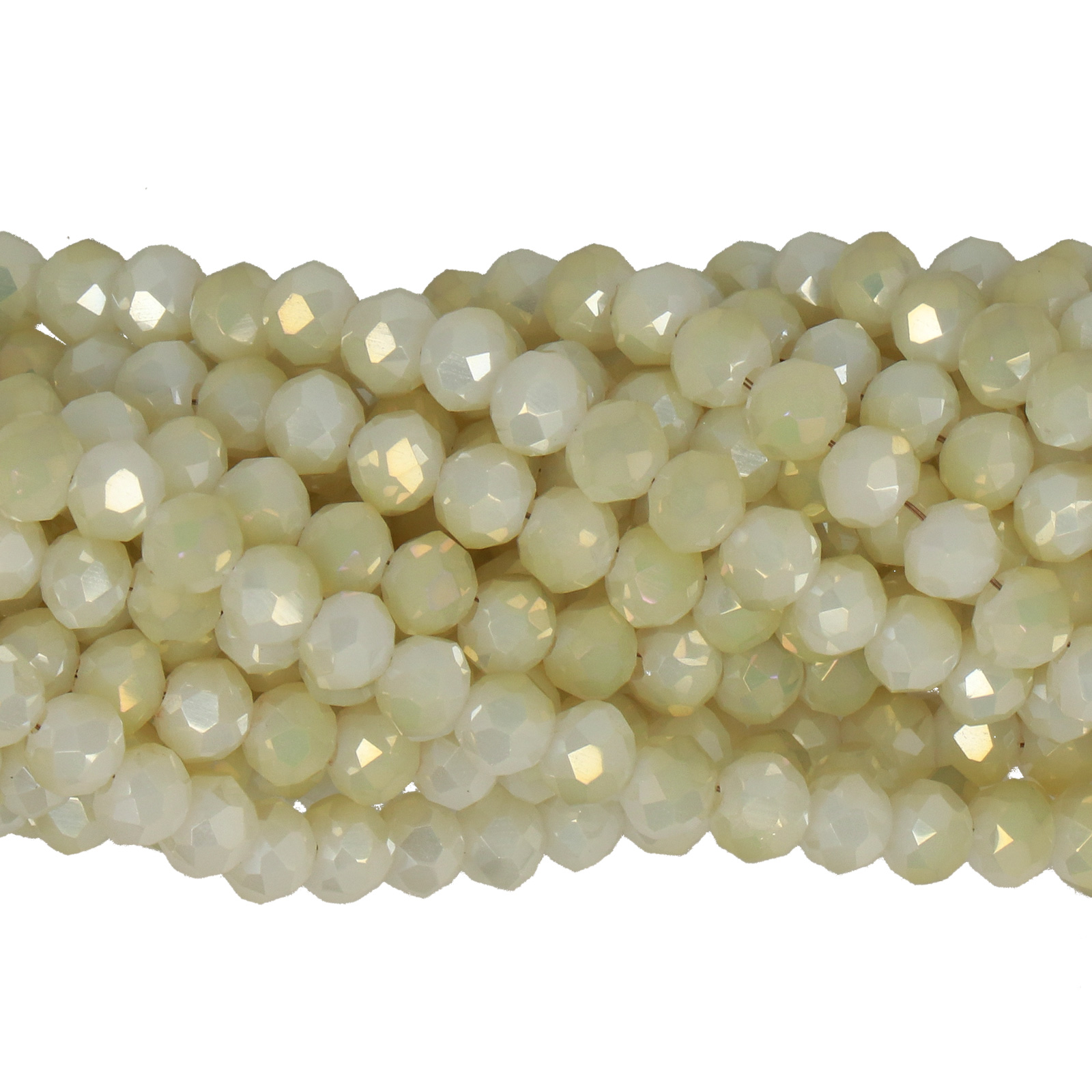 opaque white gold luster chinese crystal faceted roundelle 4x3mm | 1 strand