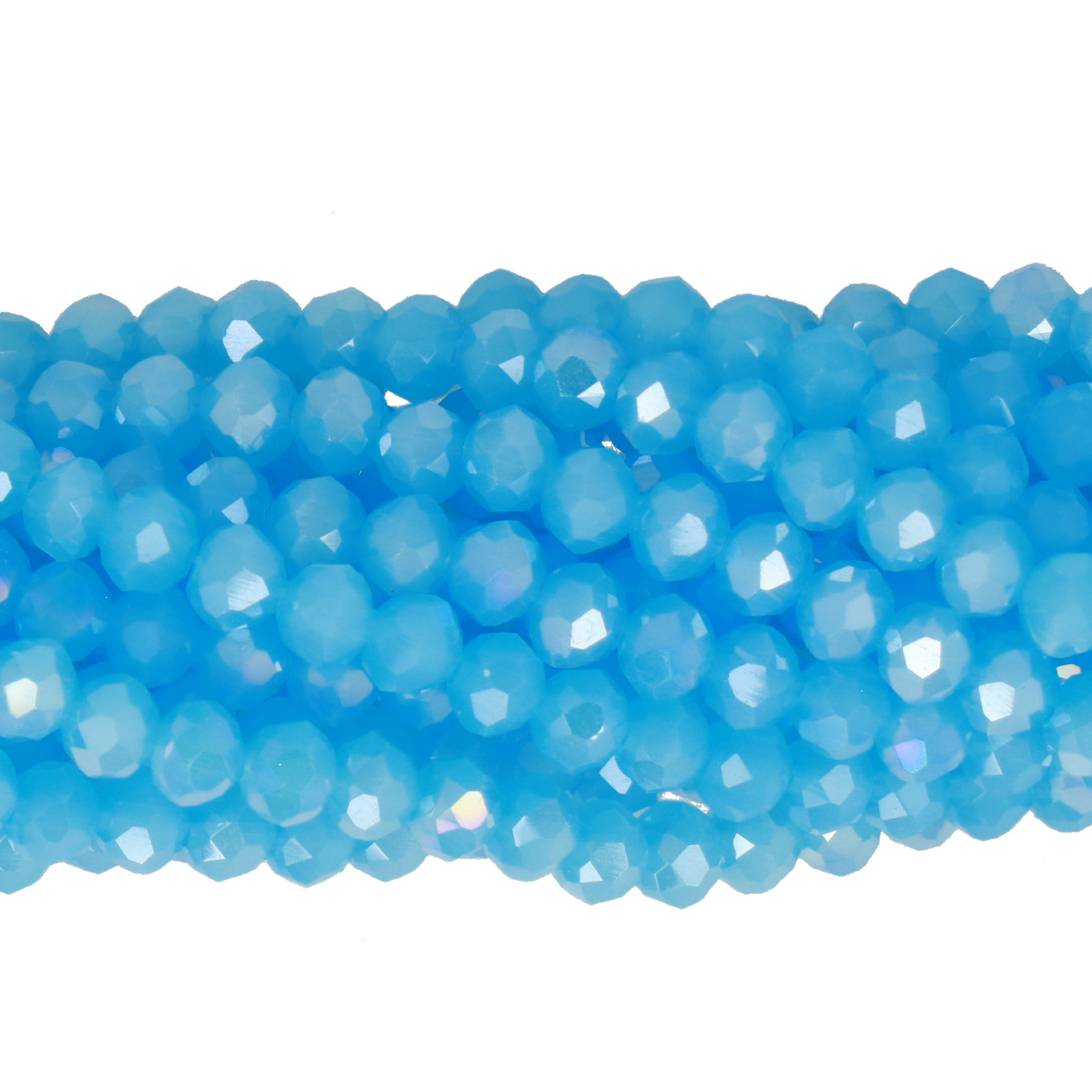 chinese glasperlen facettiertes rondelle opal sky blue ab 4x3mm | 1 strang