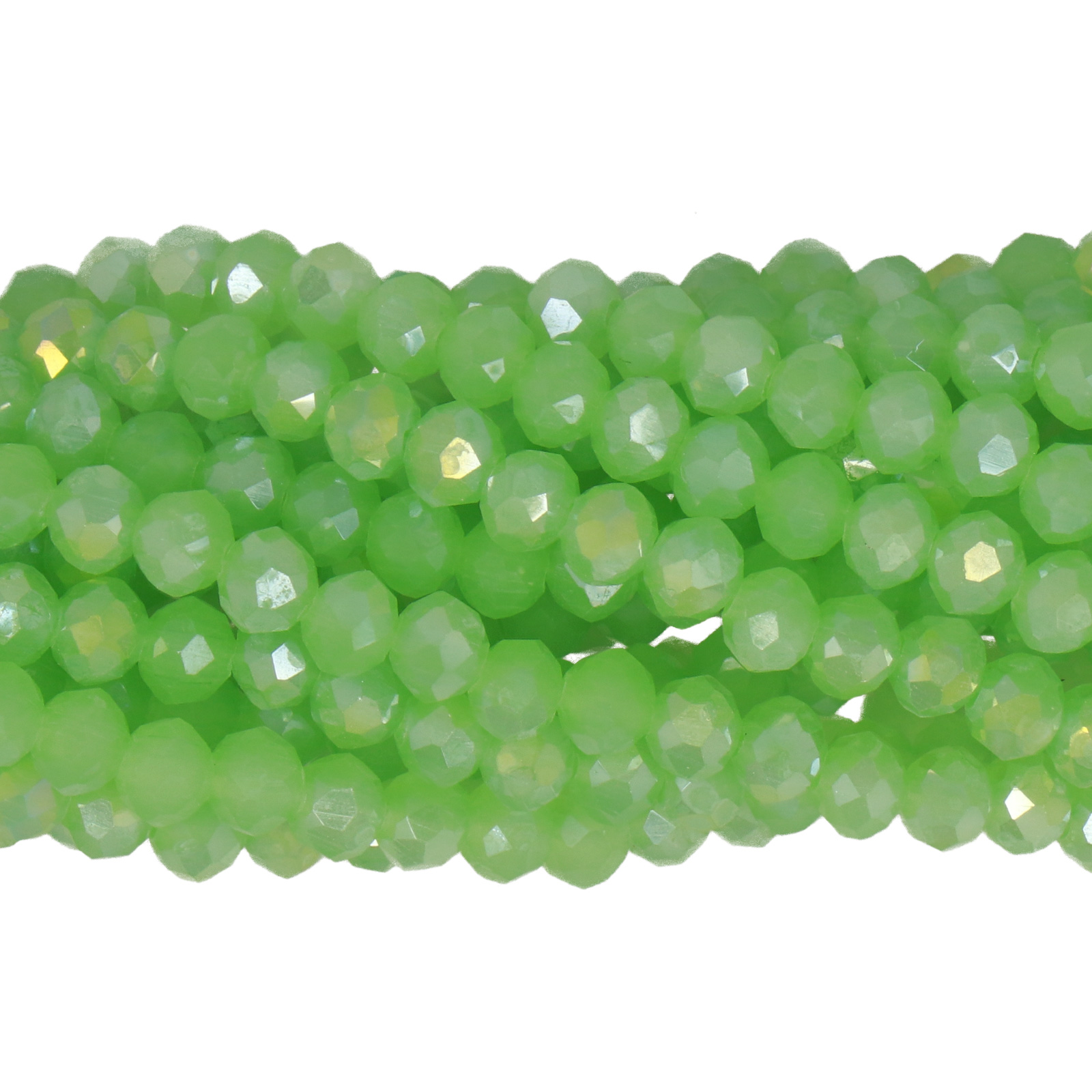 opal peridot ab chinese crystal faceted roundelle 4x3mm | 1 strand