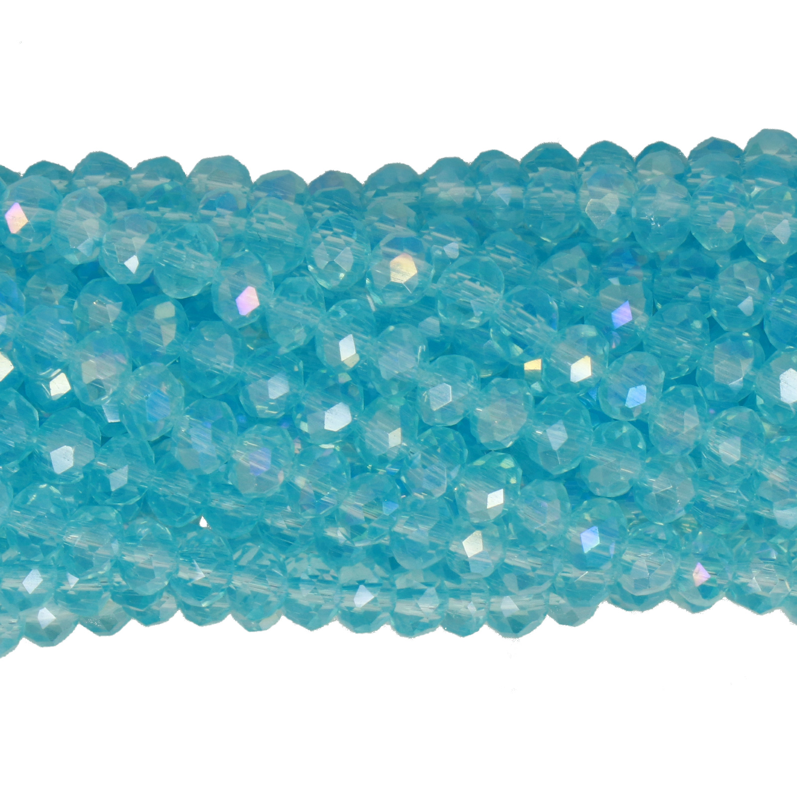 chinese glasperlen facettiertes rondelle light aquamarine ab 4x3mm | 1 strang