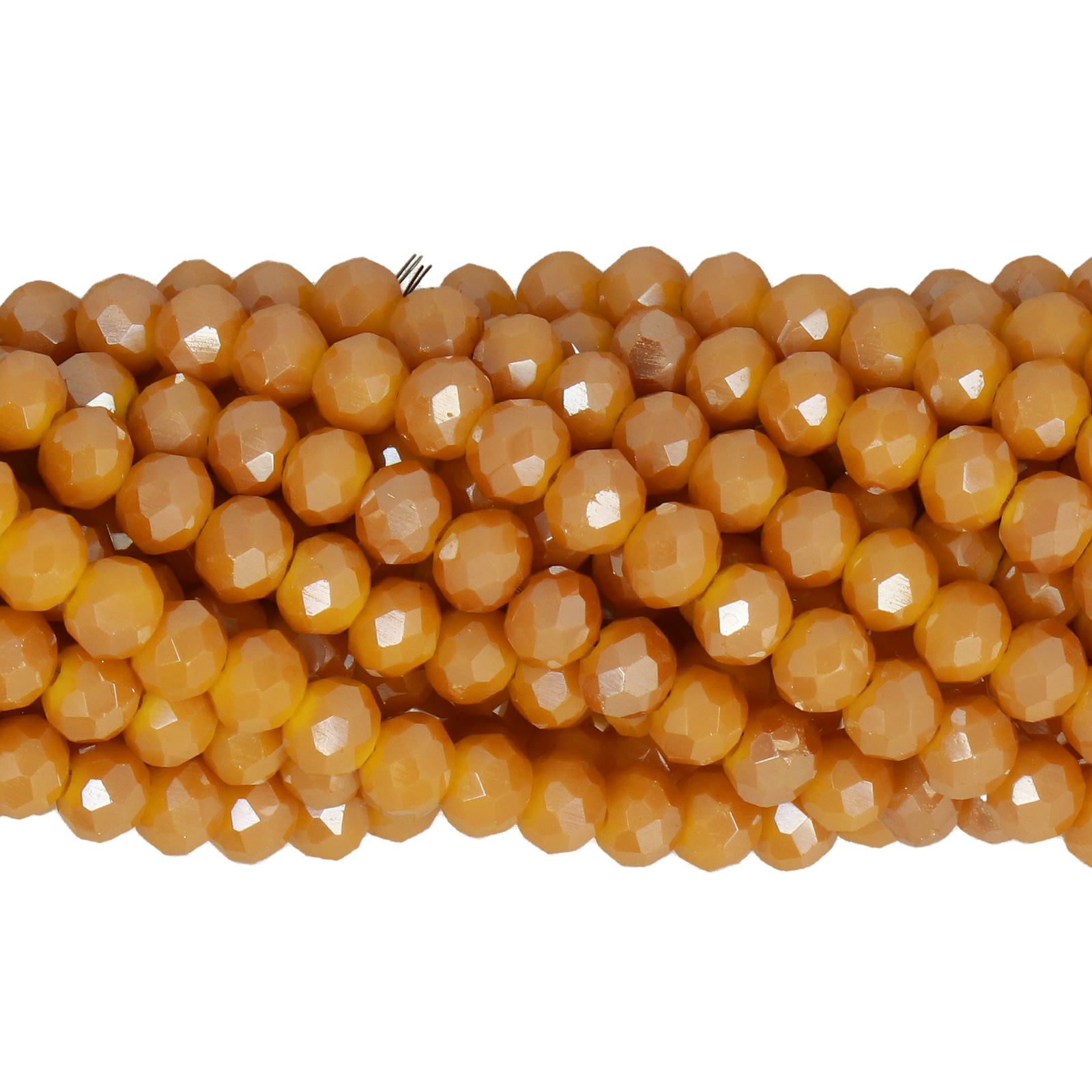 chinese glasperlen facettiertes rondelle opaque honey luster 4x3mm | 1 strang