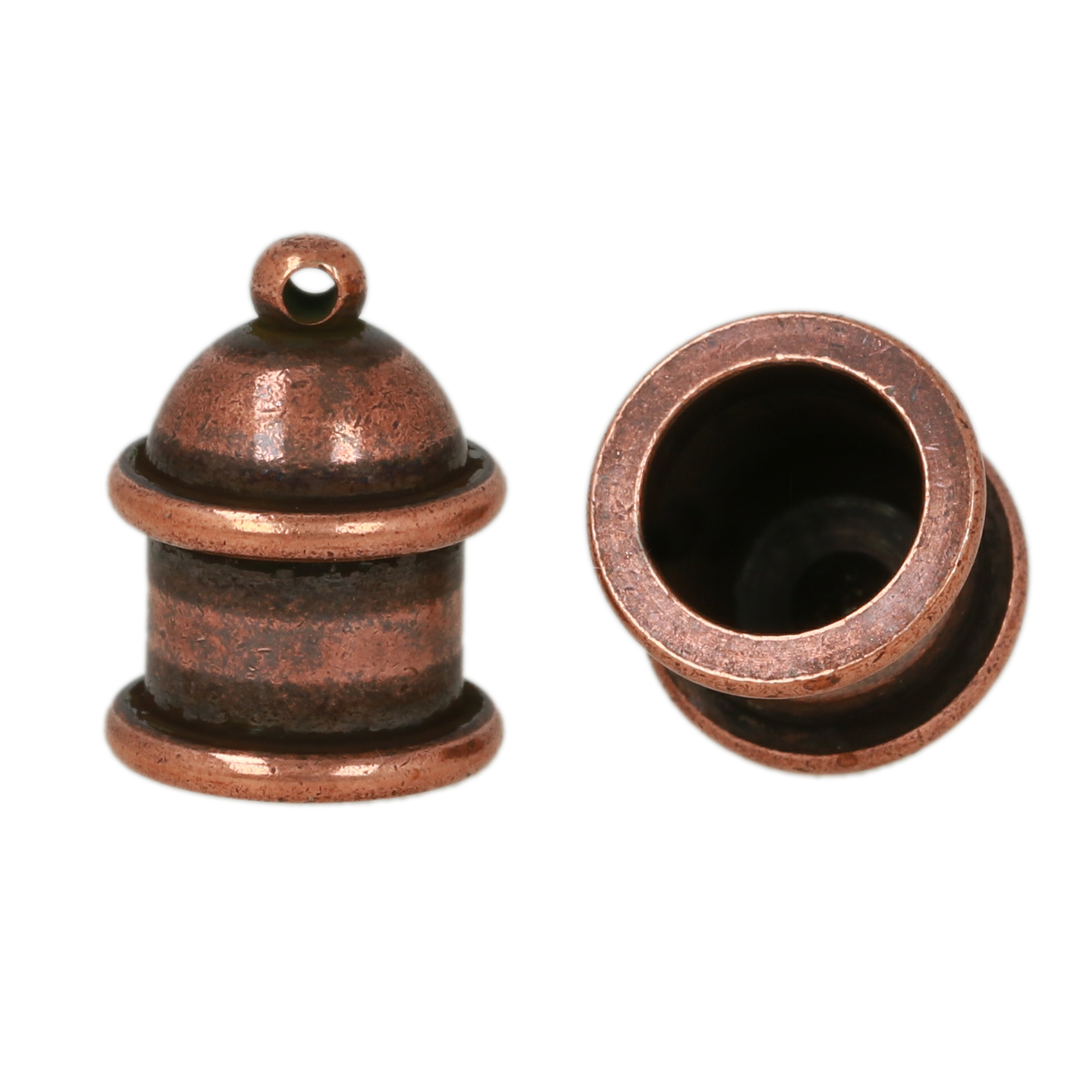 antique copper plated crimp end 16x9mm (width 8mm ) | 1pc