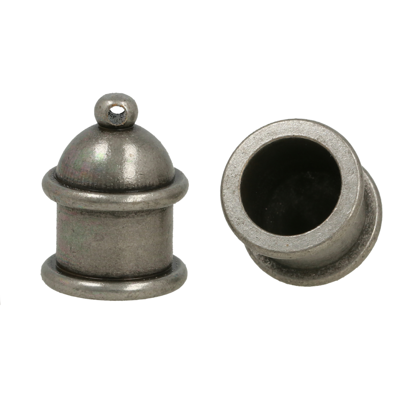 antique silver plated crimp end 16x9mm (width 8mm ) | 1pc