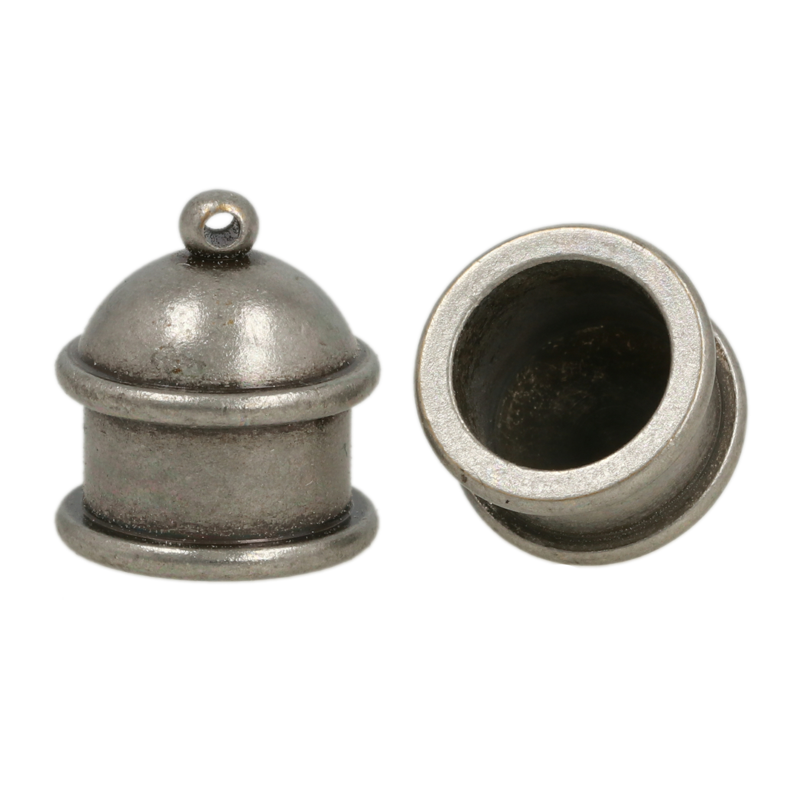 antique silver plated crimp end 16x12mm (width 10mm ) | 1pc