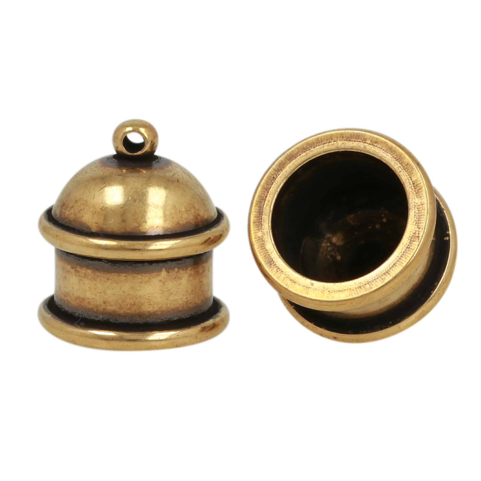 antique brass plated crimp end 16x12mm (width 10mm ) | 1pc