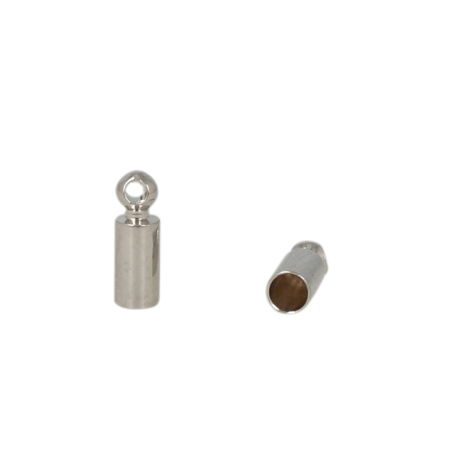 rhodium silver plated crimp end 7x2,5mm (width 2mm) | 12pc