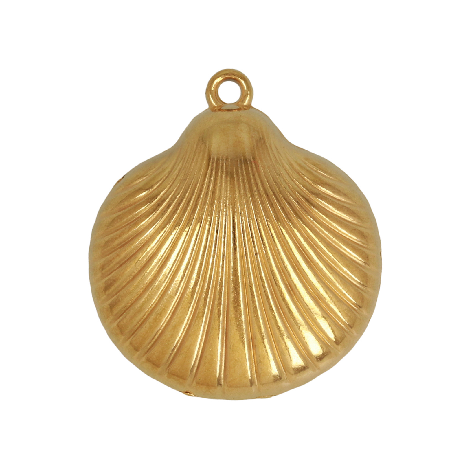 gold plated stainless steel shell pendant 25mm | 2pc