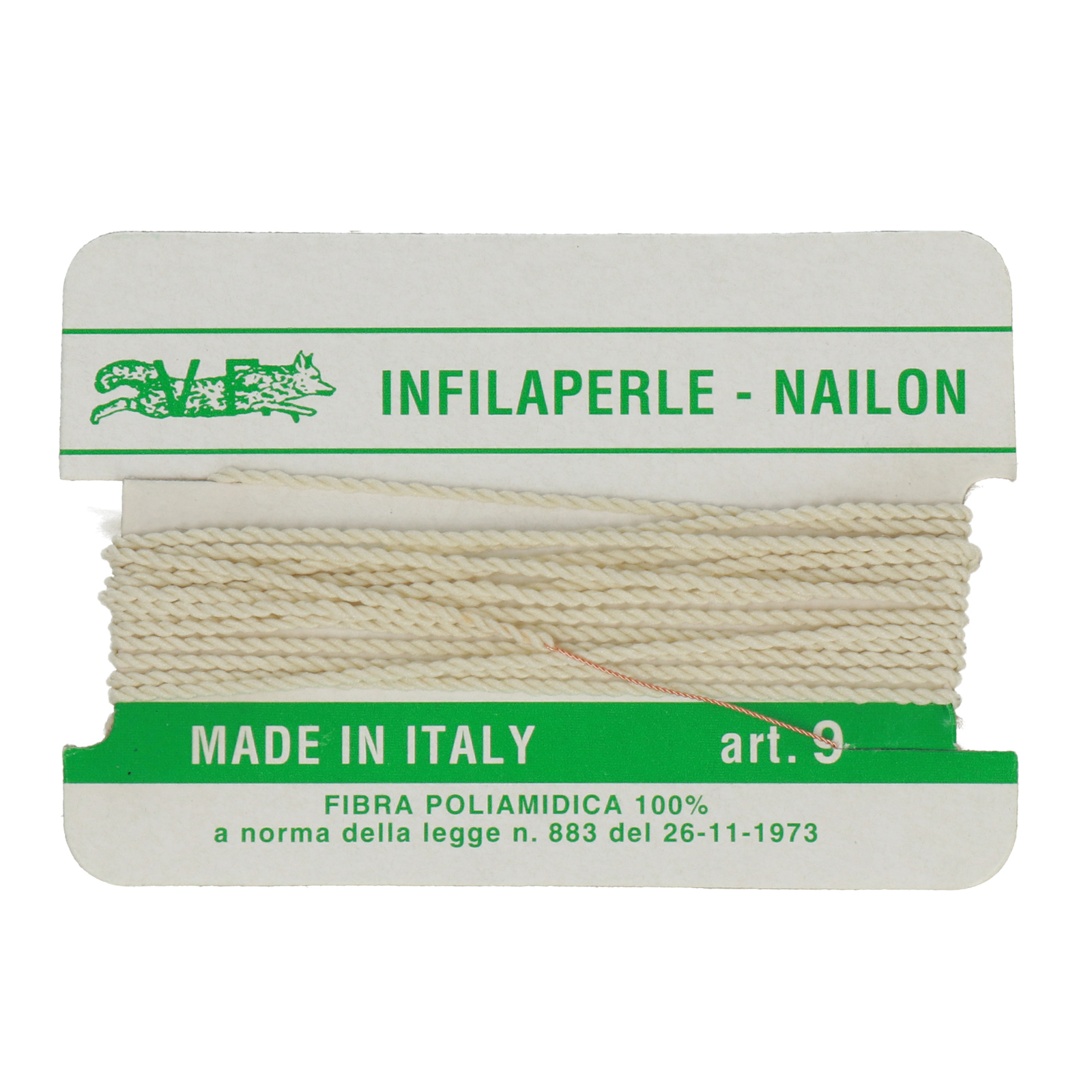 ivory nylon thread with needle - size 9 (diameter 1,1mm) - 2mt aprox. | 2pc