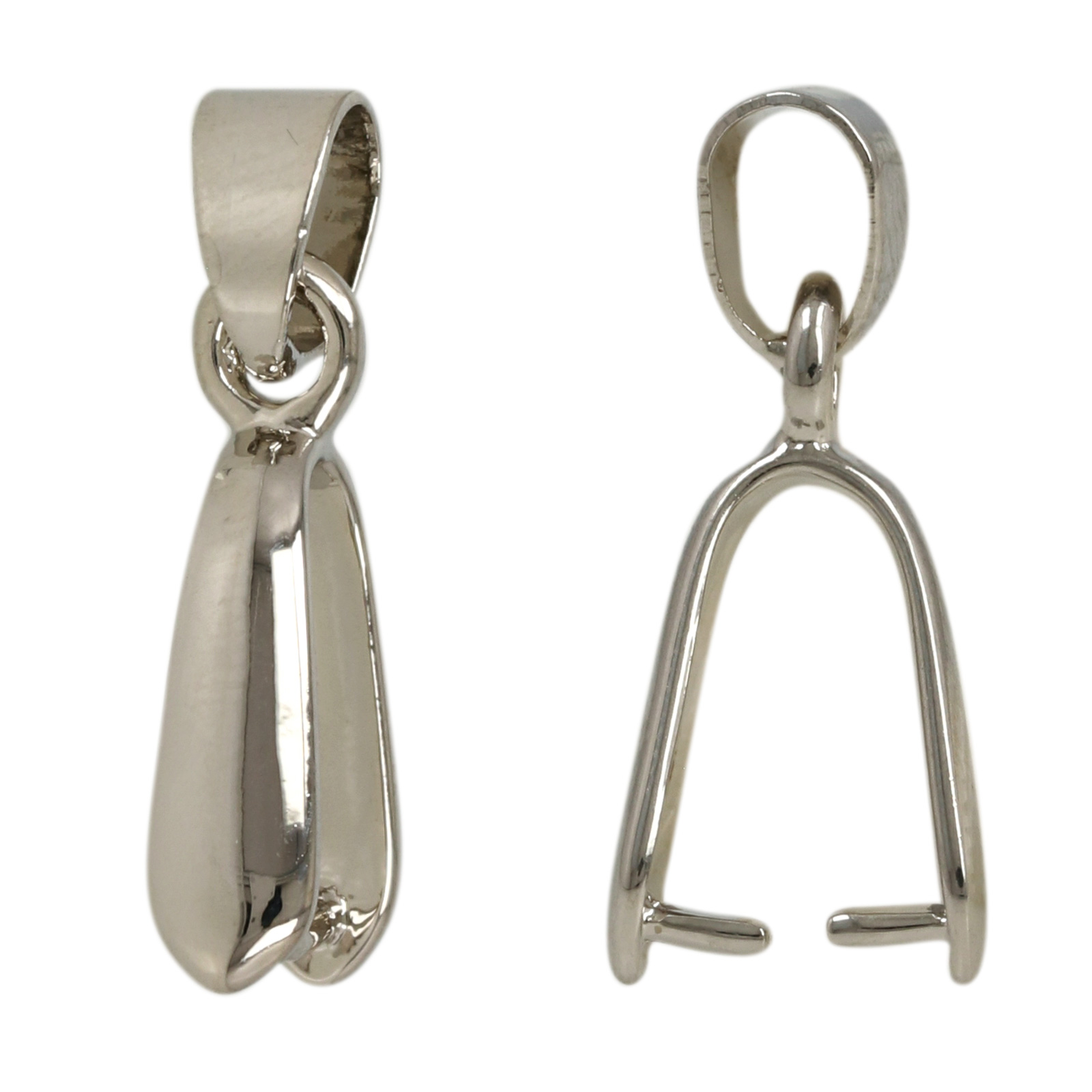 rhodium silver plated pinch bail 20x5mm | 5pc