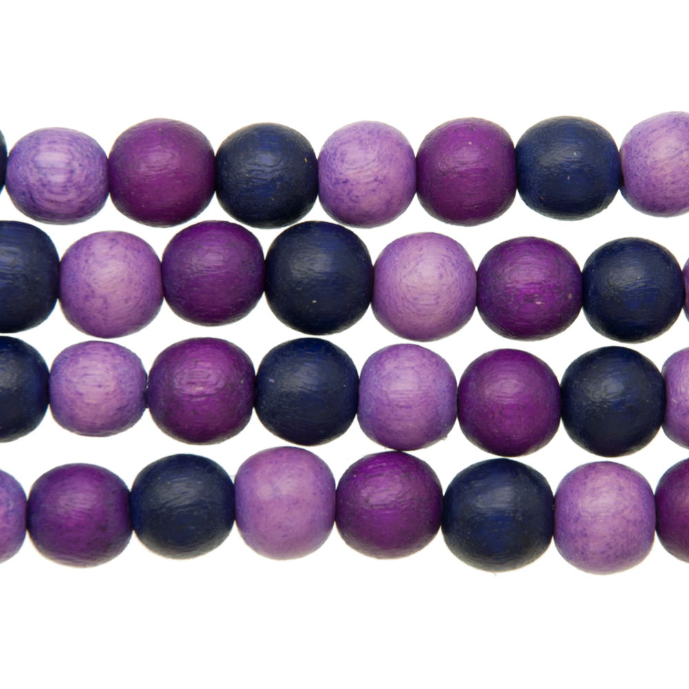 dyed wood beads - orchid mix round 8mm | 16-inch strand