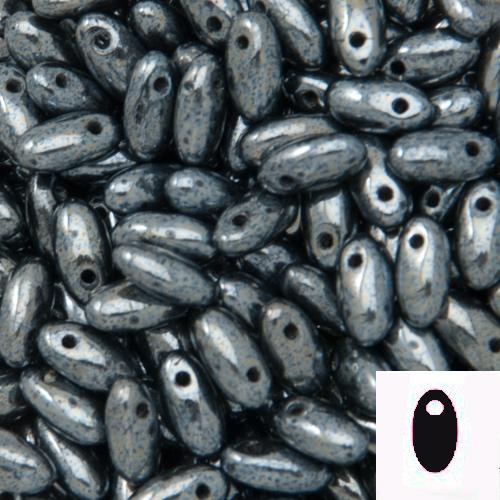 czech glass rizo beads - hematite 6x2,5mm | 10gr