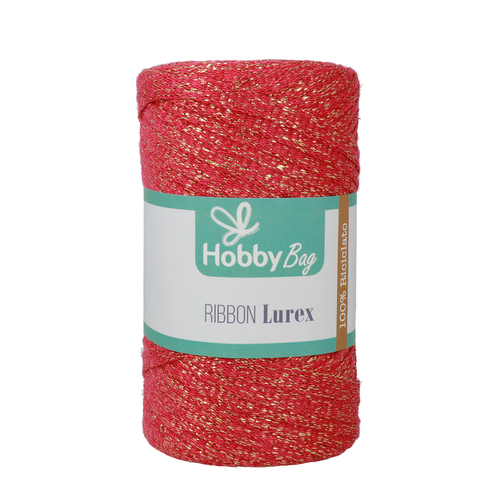 hobbybag ribbon lurex - fuchsia/gold - 250gr (120mt) | 1pc