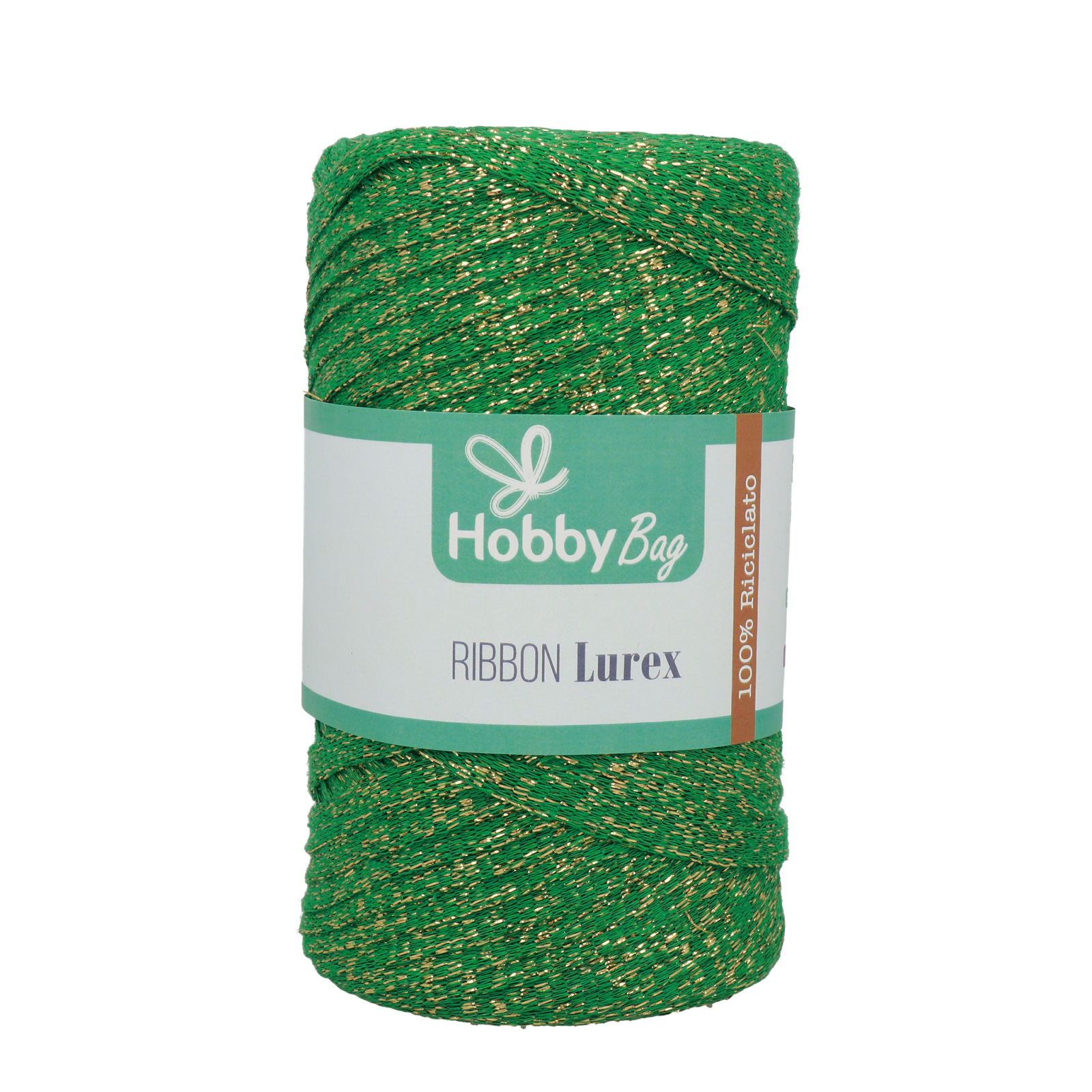 hobbybag ribbon lurex - emerald/gold - 250gr (120mt) | 1pc