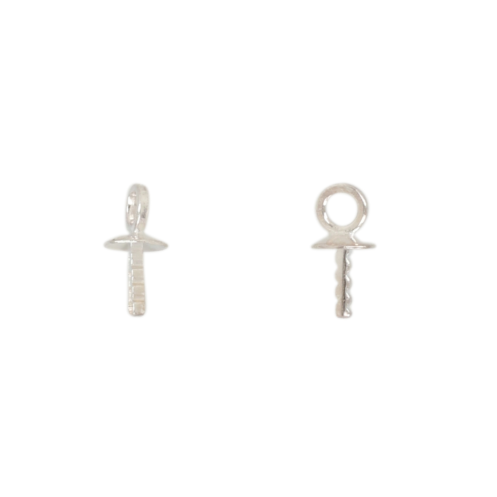 half-drilled sterling silver bail 3mm | 4pc