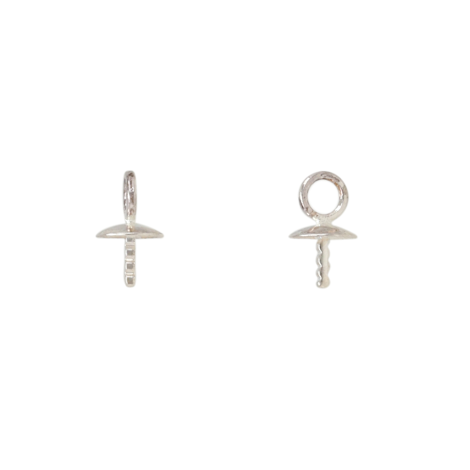 half-drilled sterling silver bail 4mm | 4pc