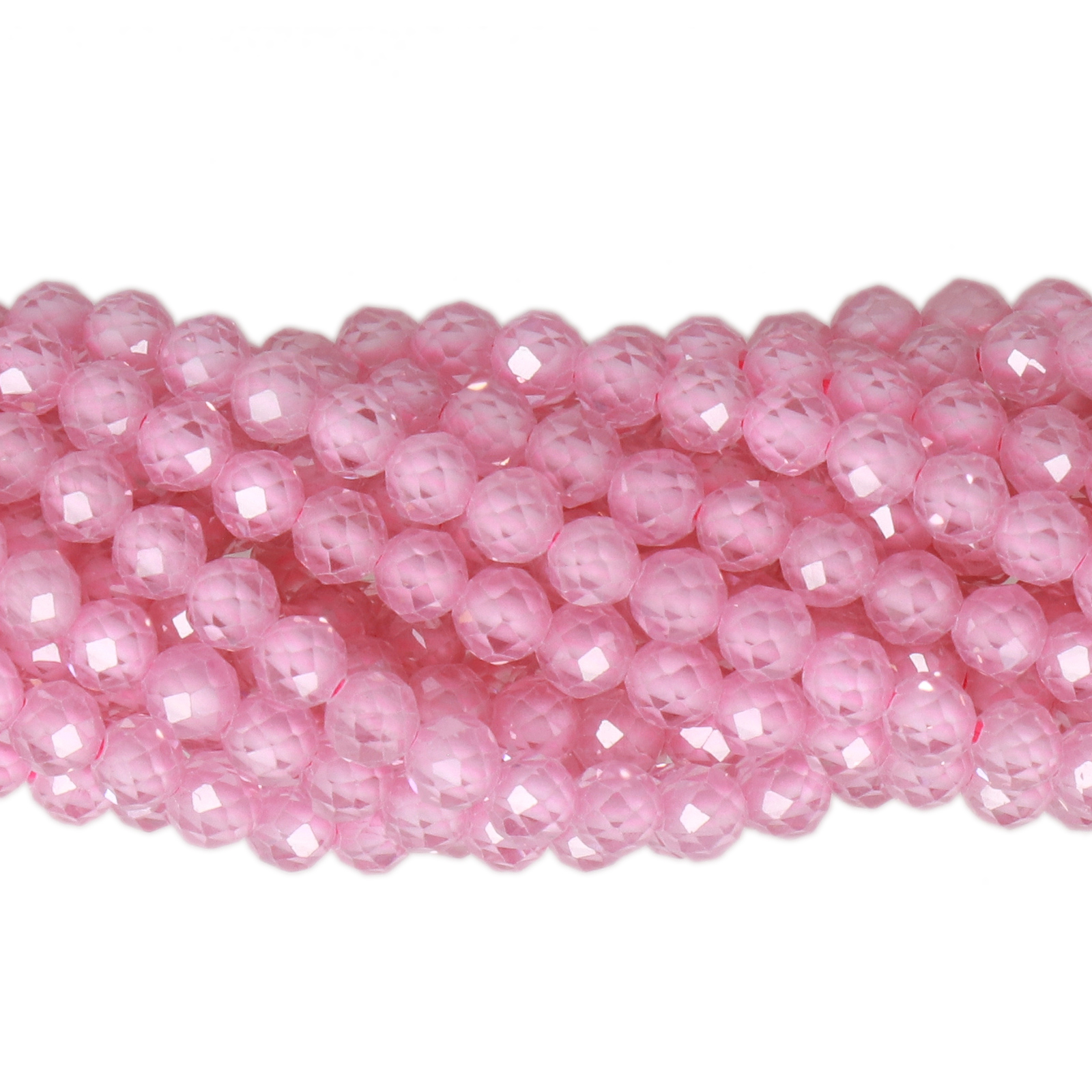 mini cubic zirconia synthetisch rosa facettiertes runde 3mm | strang 38/40cm