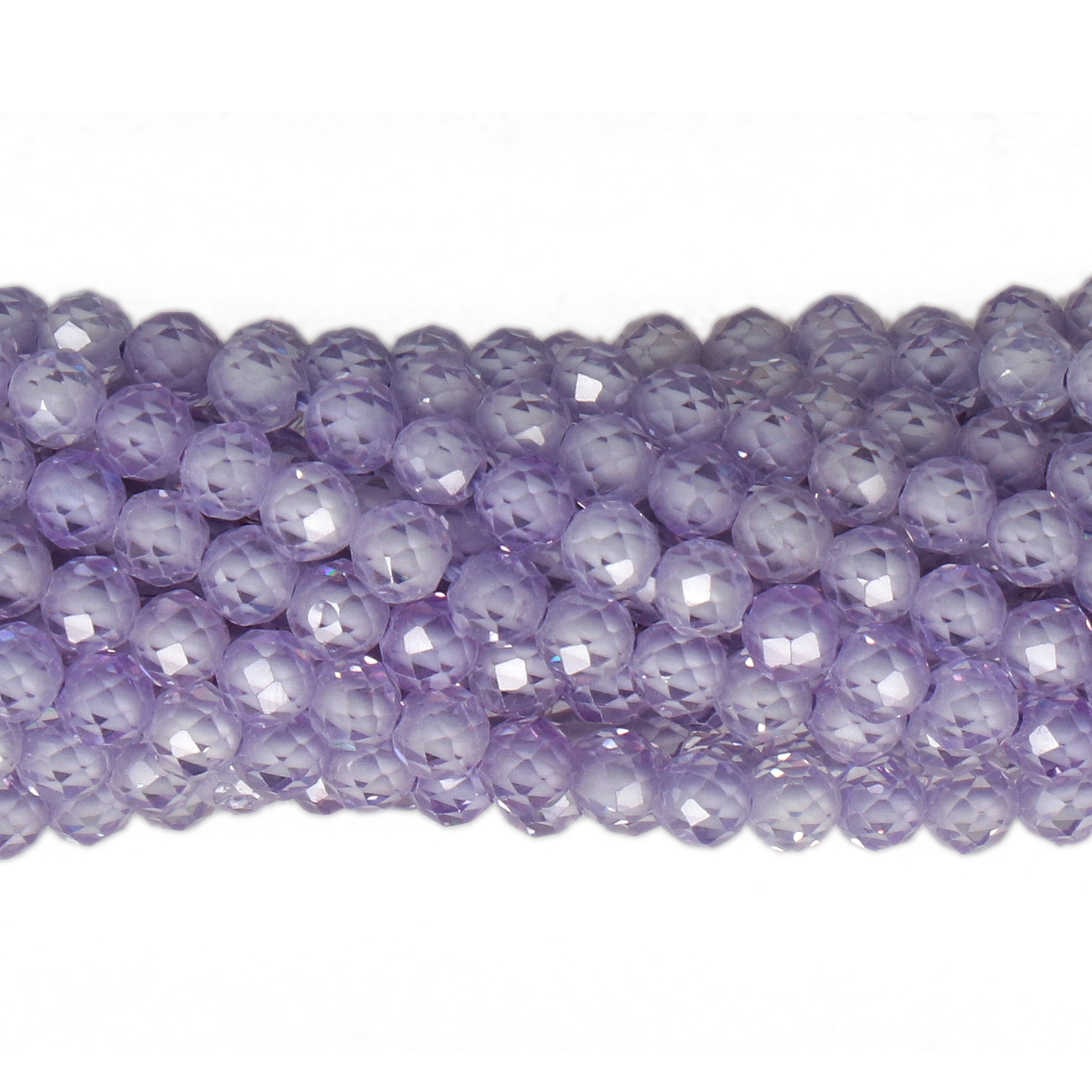 synthetic lavander mini cubic zirconia faceted round 3mm | 15/16-inch strand