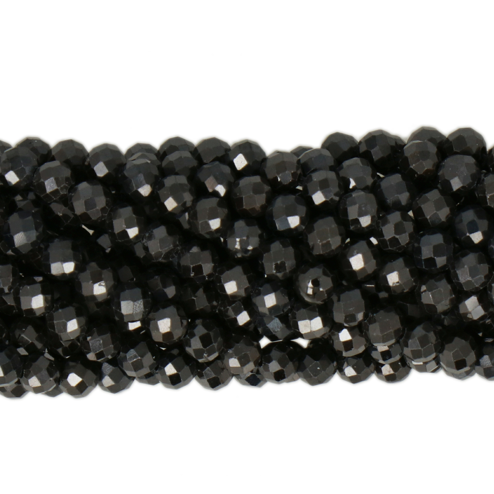 synthetic black mini cubic zirconia faceted round 3mm | 15/16-inch strand