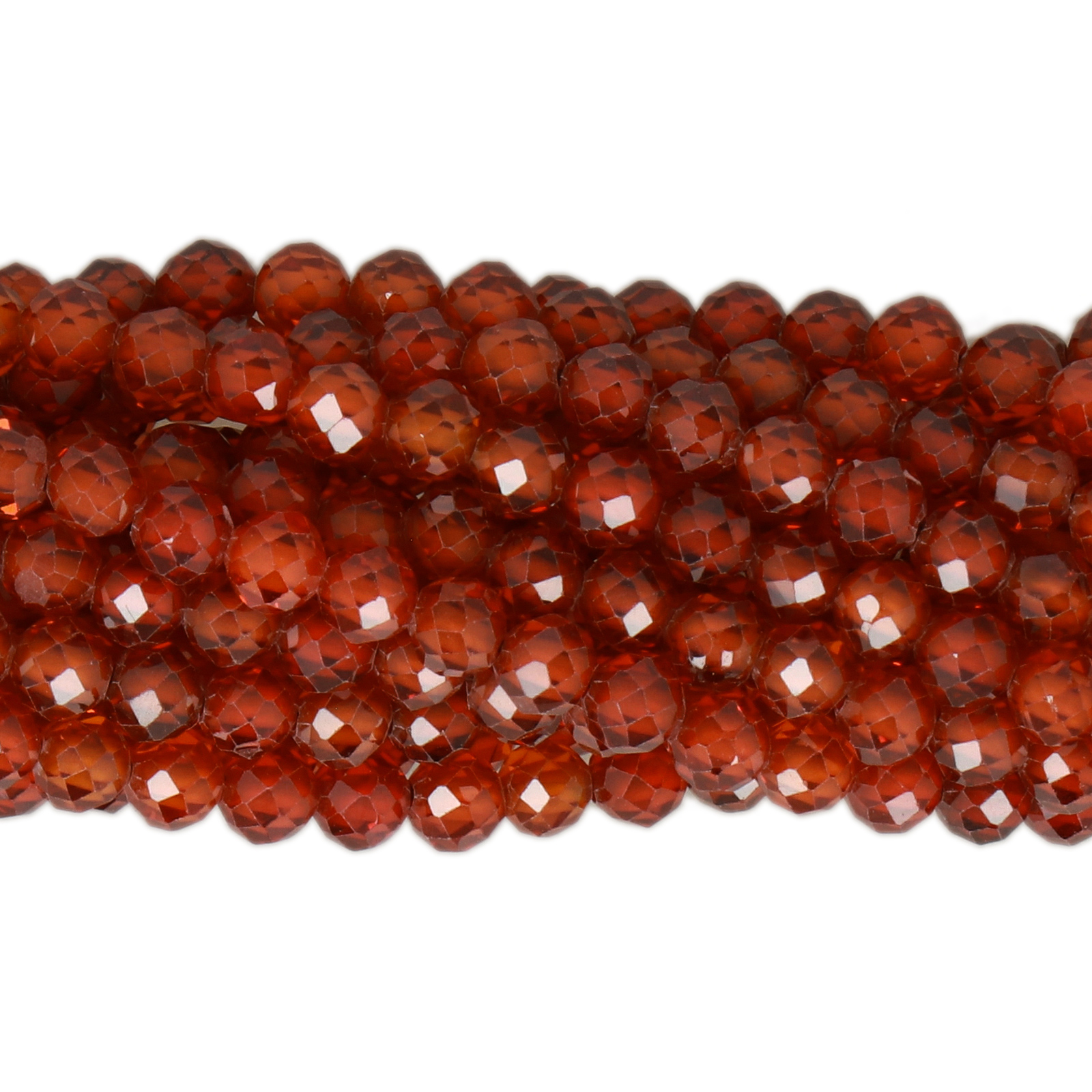 mini cubic zirconia synthetisch rot facettiertes runde 3mm | strang 38/40cm