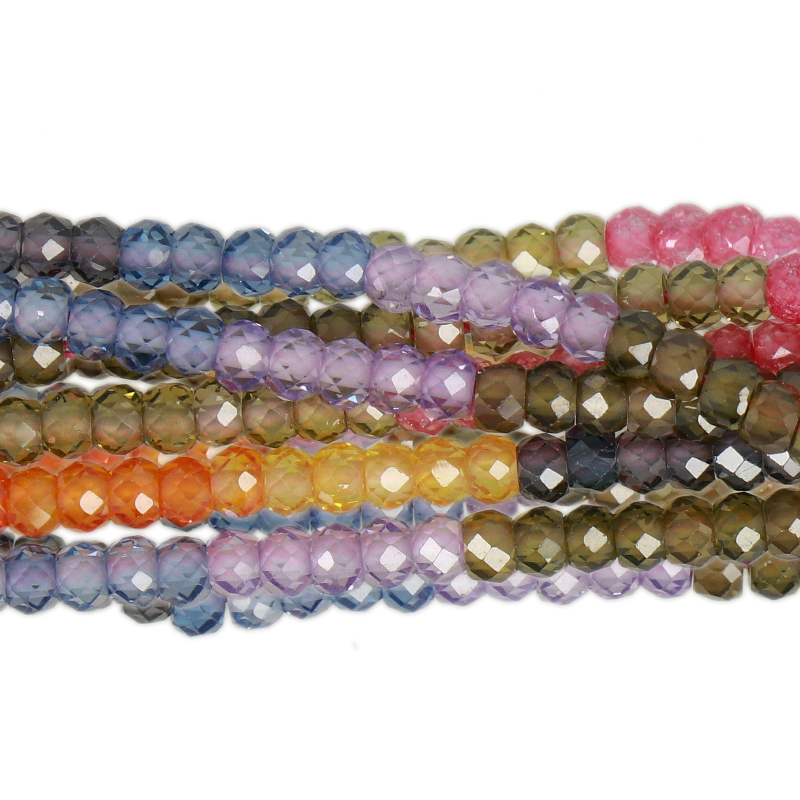 mini cubic zirconia synthetisch roundelle facettiertes runde 3x2mm | strang 38/40cm