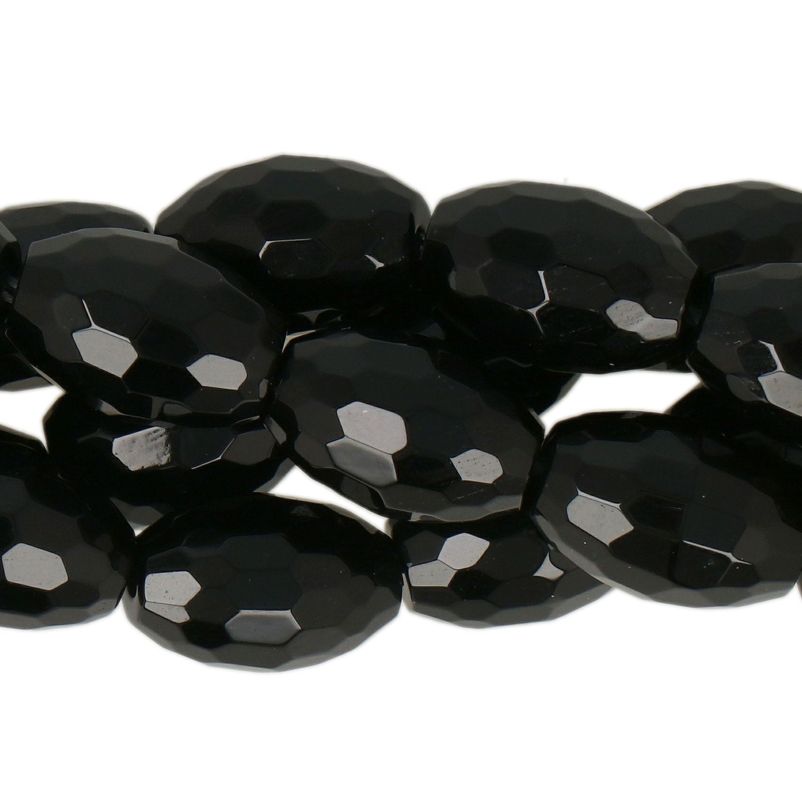 black onyx faceted olive 12x8mm | 8pc