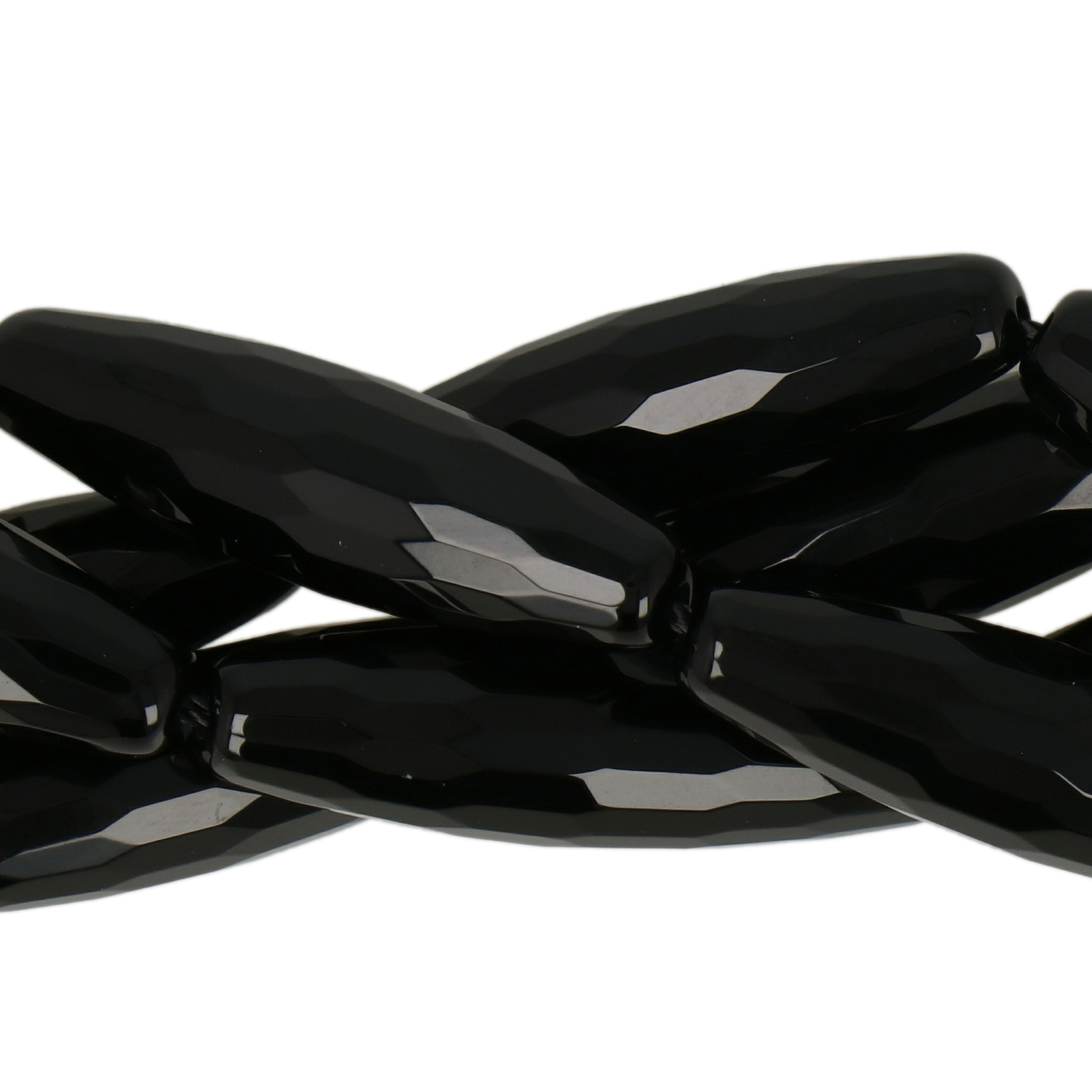 black onyx faceted olive 30x8mm | 2pc