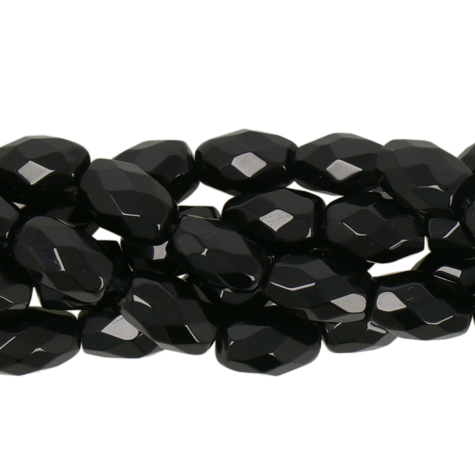 black onyx faceted olive 9x6mm | 10pc