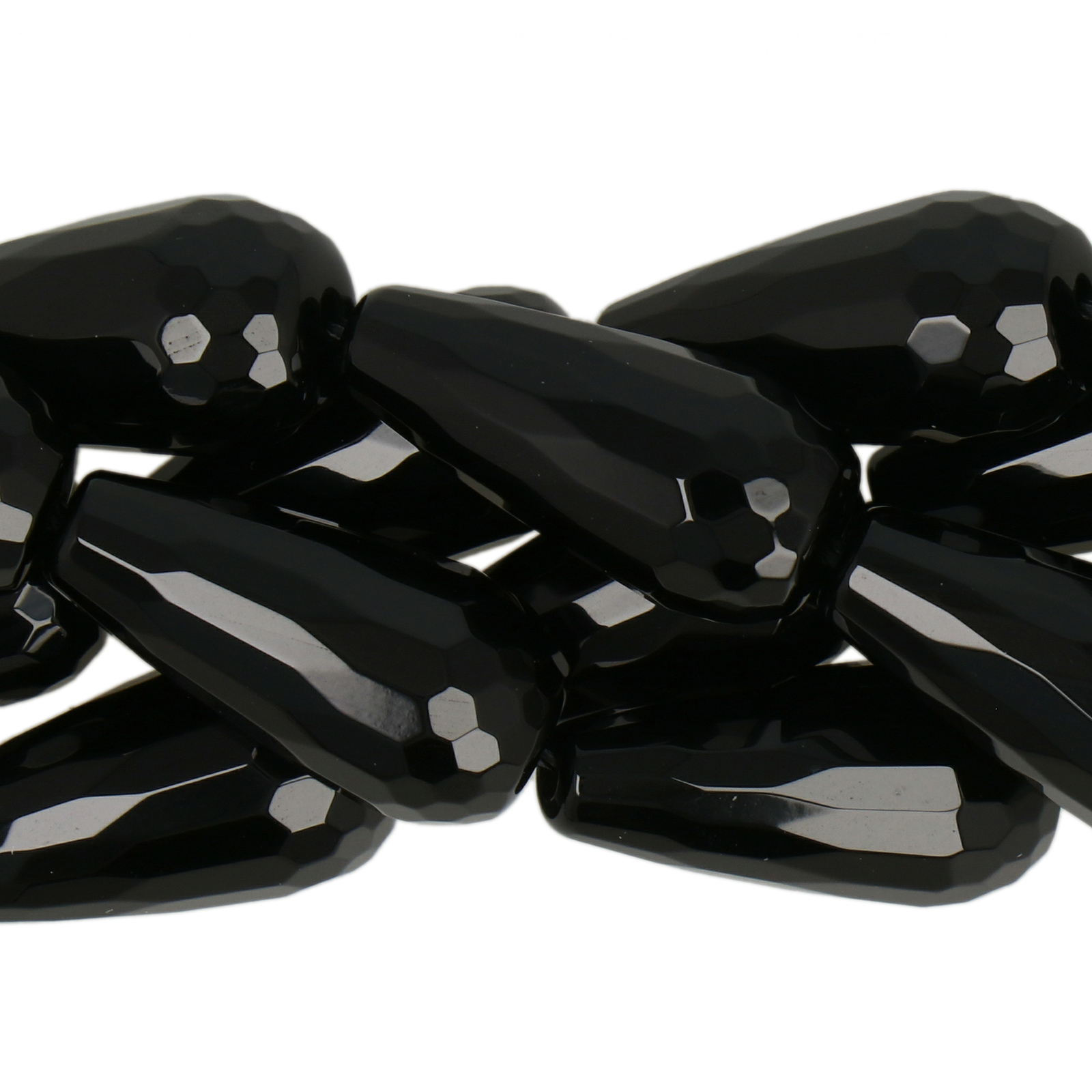 black onyx faceted briolette 20x10mm | 4pc